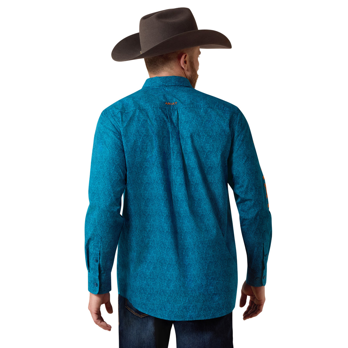 Ariat Men's Team Dale Classic Fit Shirt - Real Teal Abstract Print/Bombay Brown