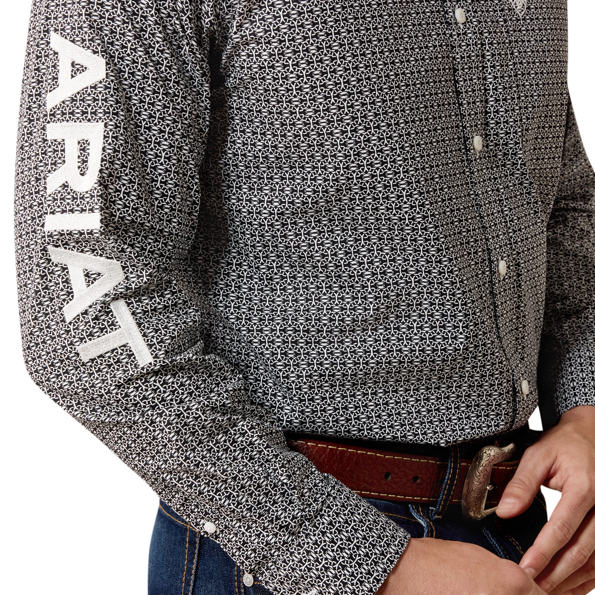 Ariat Men's Team Dawson Classic Fit Shirt - Black Abstract Print/White