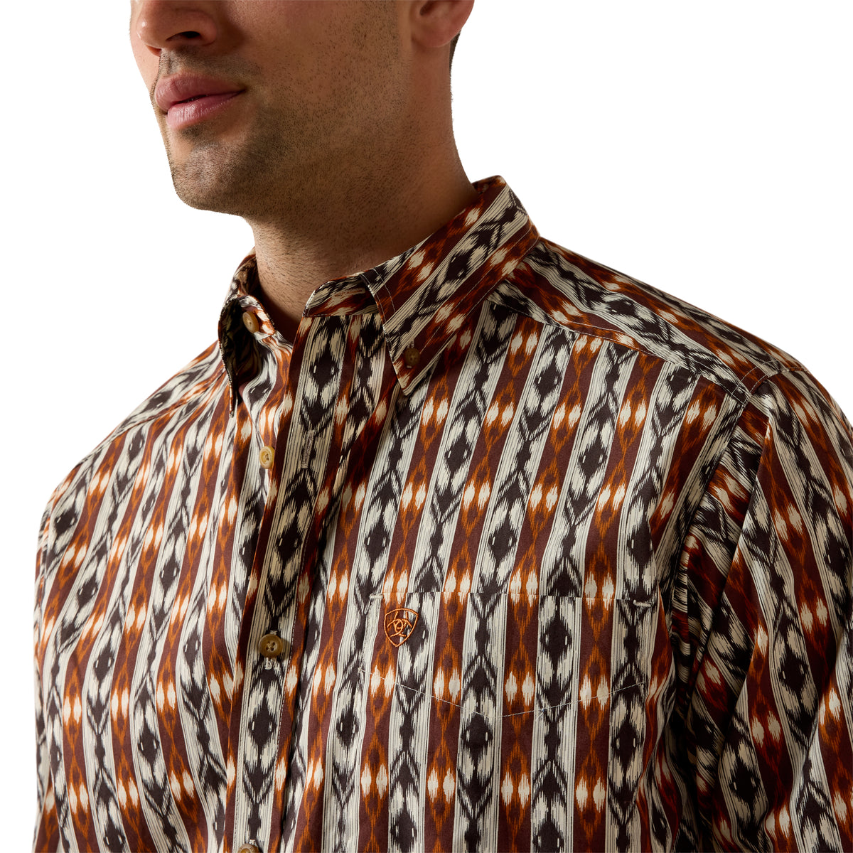 Ariat Men's Levy Classic Fit Shirt - Bitter Chocolate Ikat Stripe