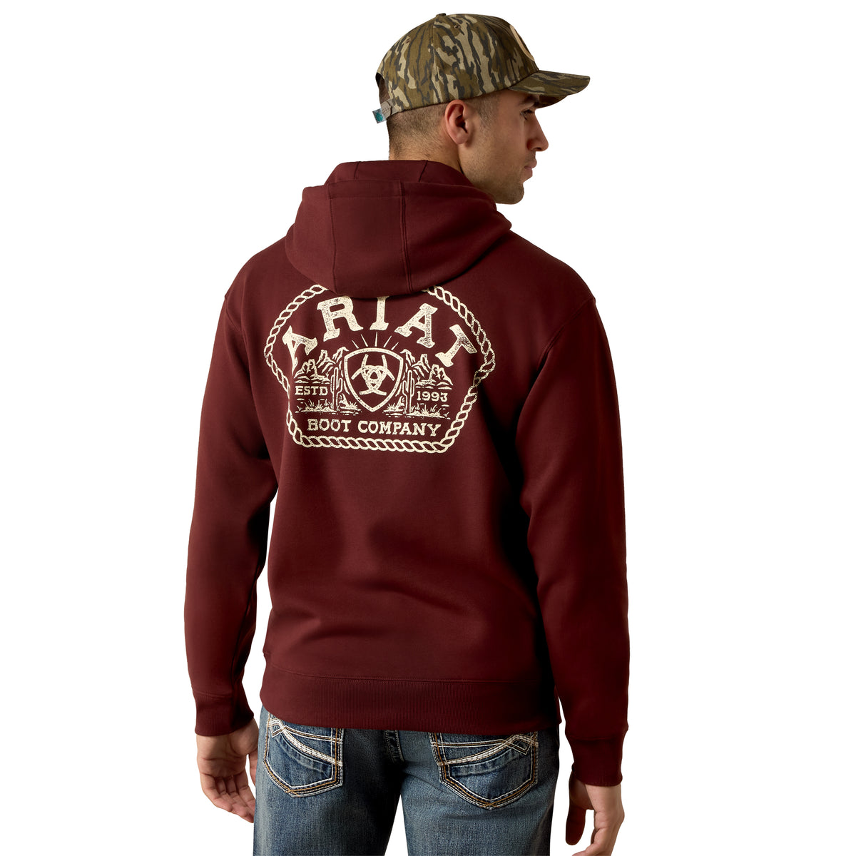 Ariat Men's Roped Out Desert Badge Hoodie - Bitter Chocolate