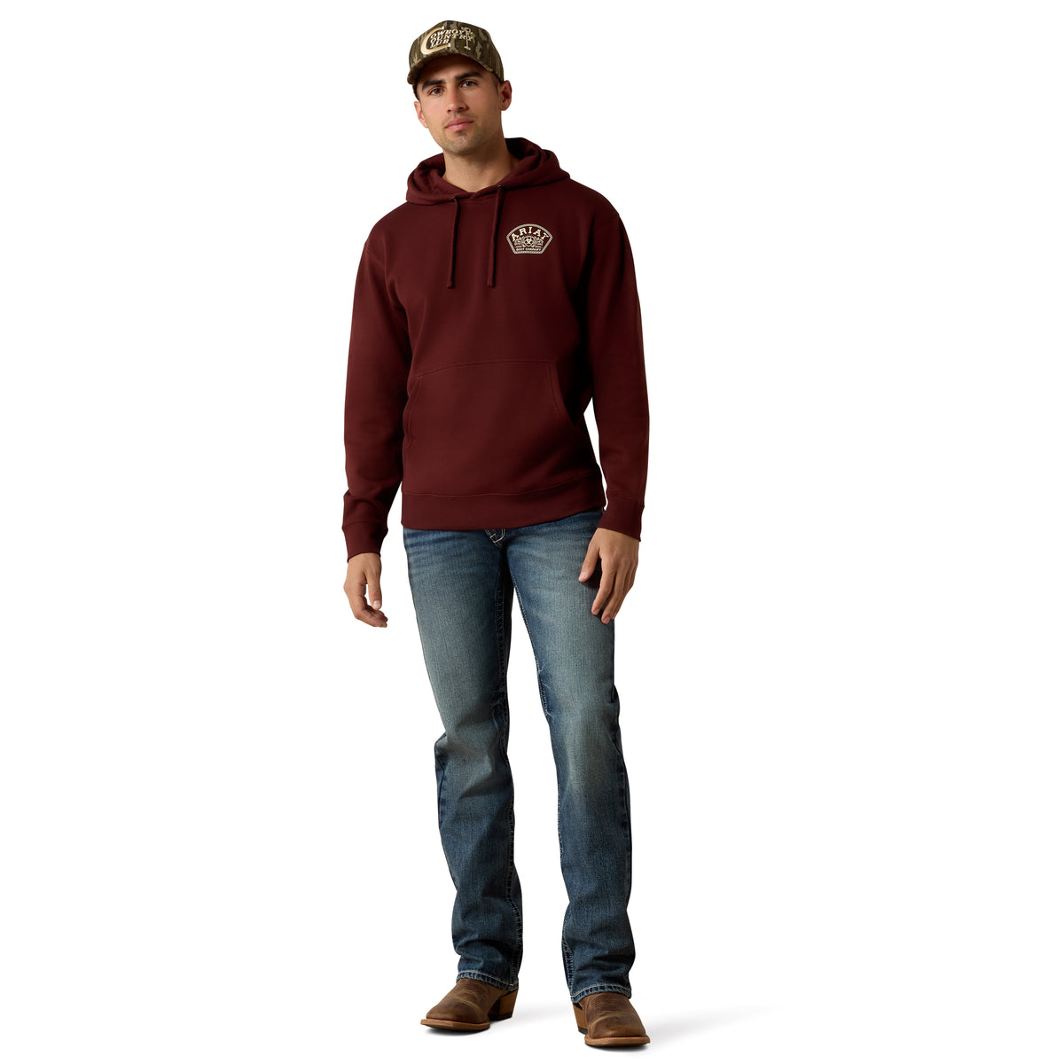 Ariat Men's Roped Out Desert Badge Hoodie - Bitter Chocolate