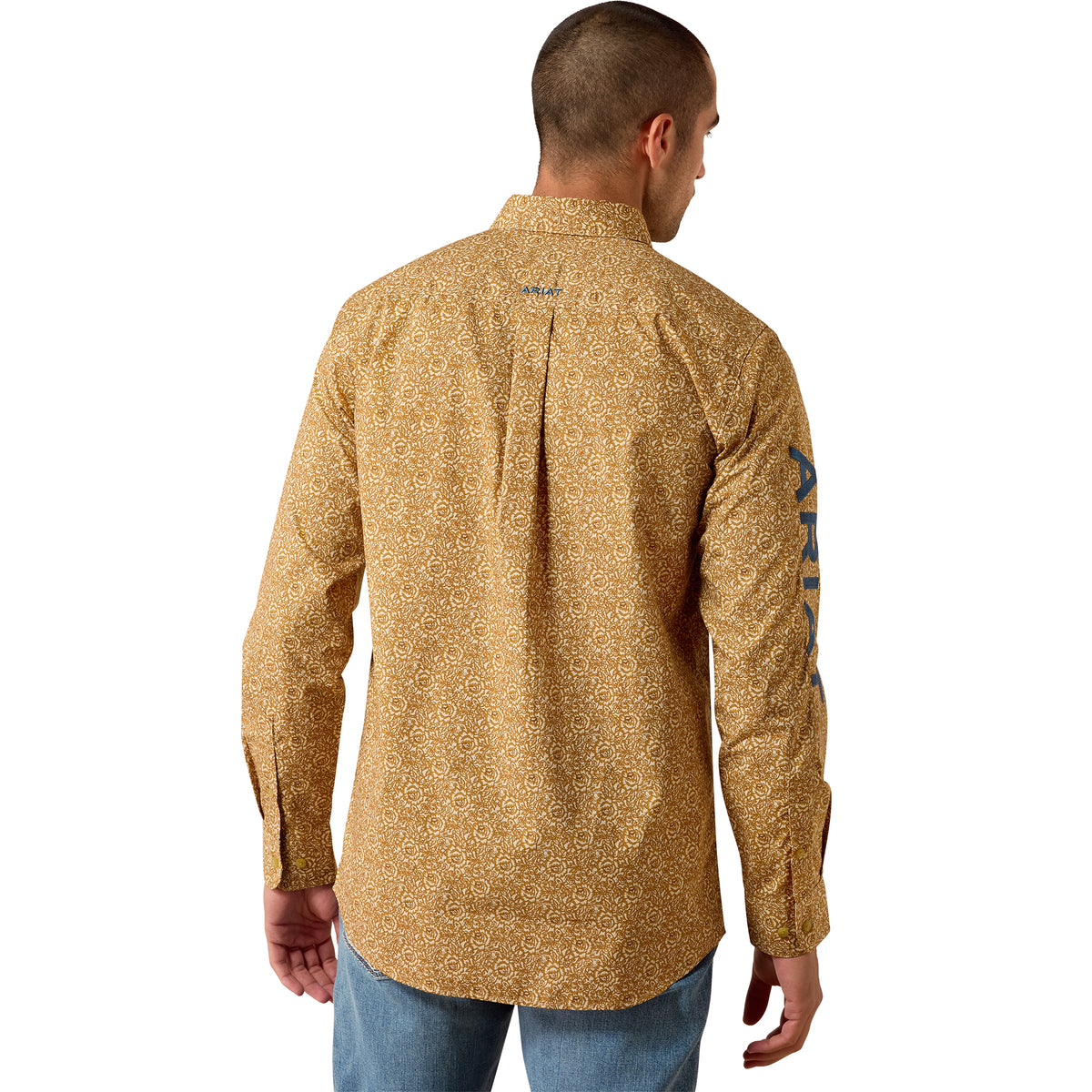 Ariat Men's Team Earl Fitted Shirt - Curry Floral Print/Majolica Blue