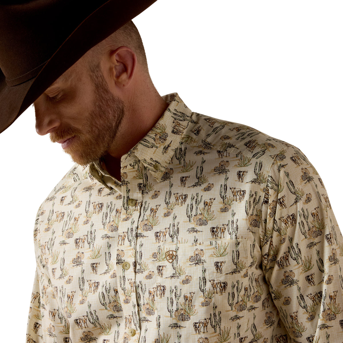 Ariat Men's Luthor Classic Fit Shirt - Cream Multi Scenic Print