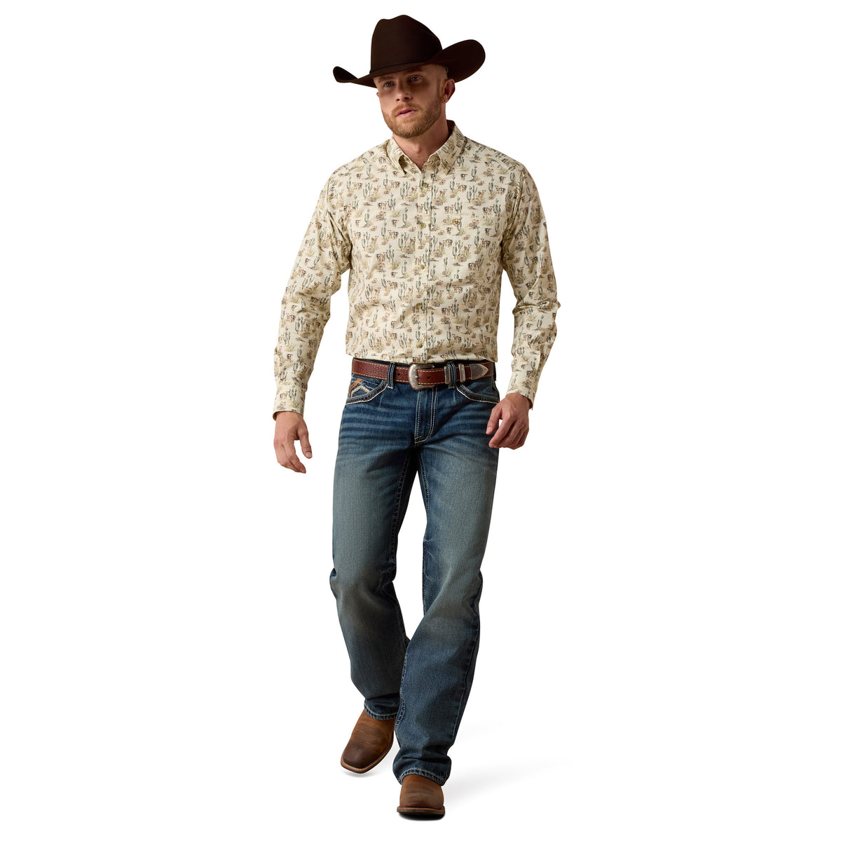 Ariat Men's Luthor Classic Fit Shirt - Cream Multi Scenic Print