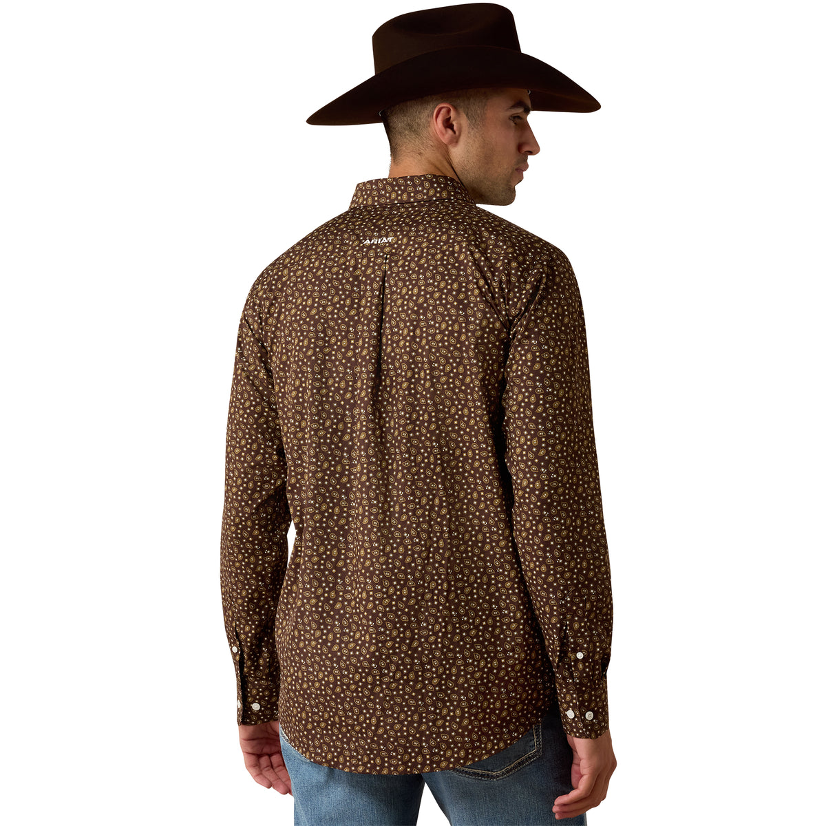 Ariat Men's Wrinkle Free Raven Fitted Shirt - Coffee Bean Paisley Print