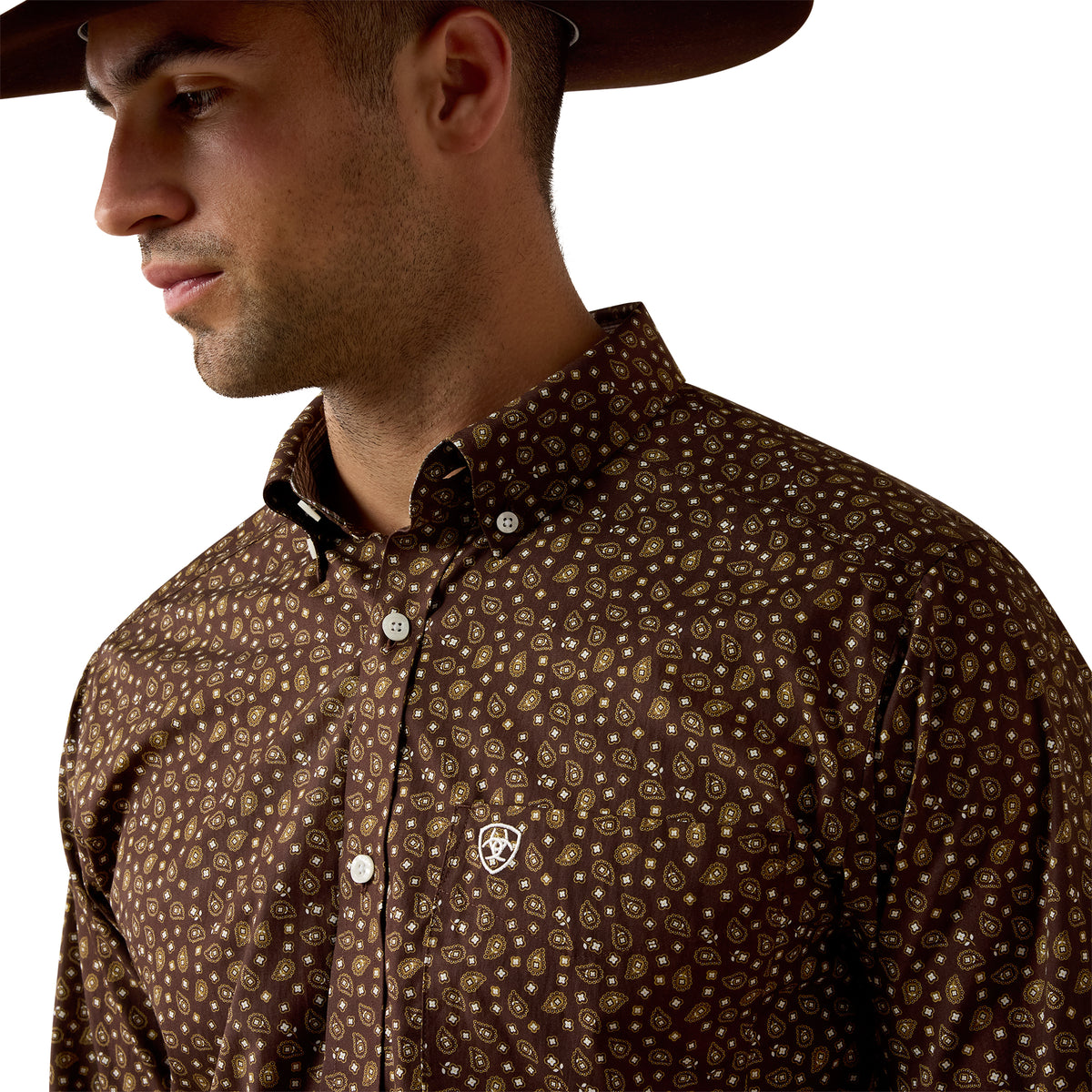 Ariat Men's Wrinkle Free Raven Fitted Shirt - Coffee Bean Paisley Print