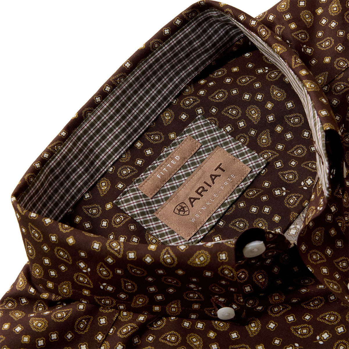Ariat Men's Wrinkle Free Raven Fitted Shirt - Coffee Bean Paisley Print