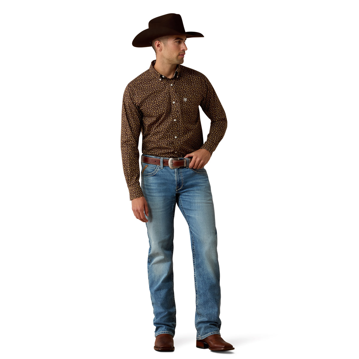 Ariat Men's Wrinkle Free Raven Fitted Shirt - Coffee Bean Paisley Print
