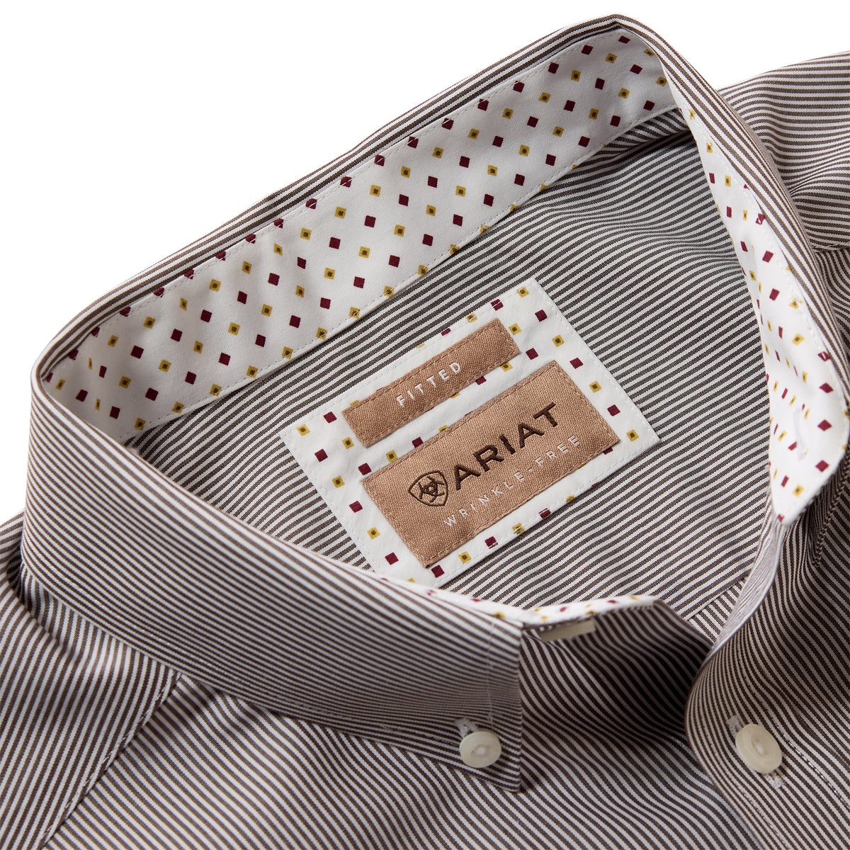 Ariat Men's Wrinkle Free Randolph Fitted Shirt - Coffee Bean Mini Stripe