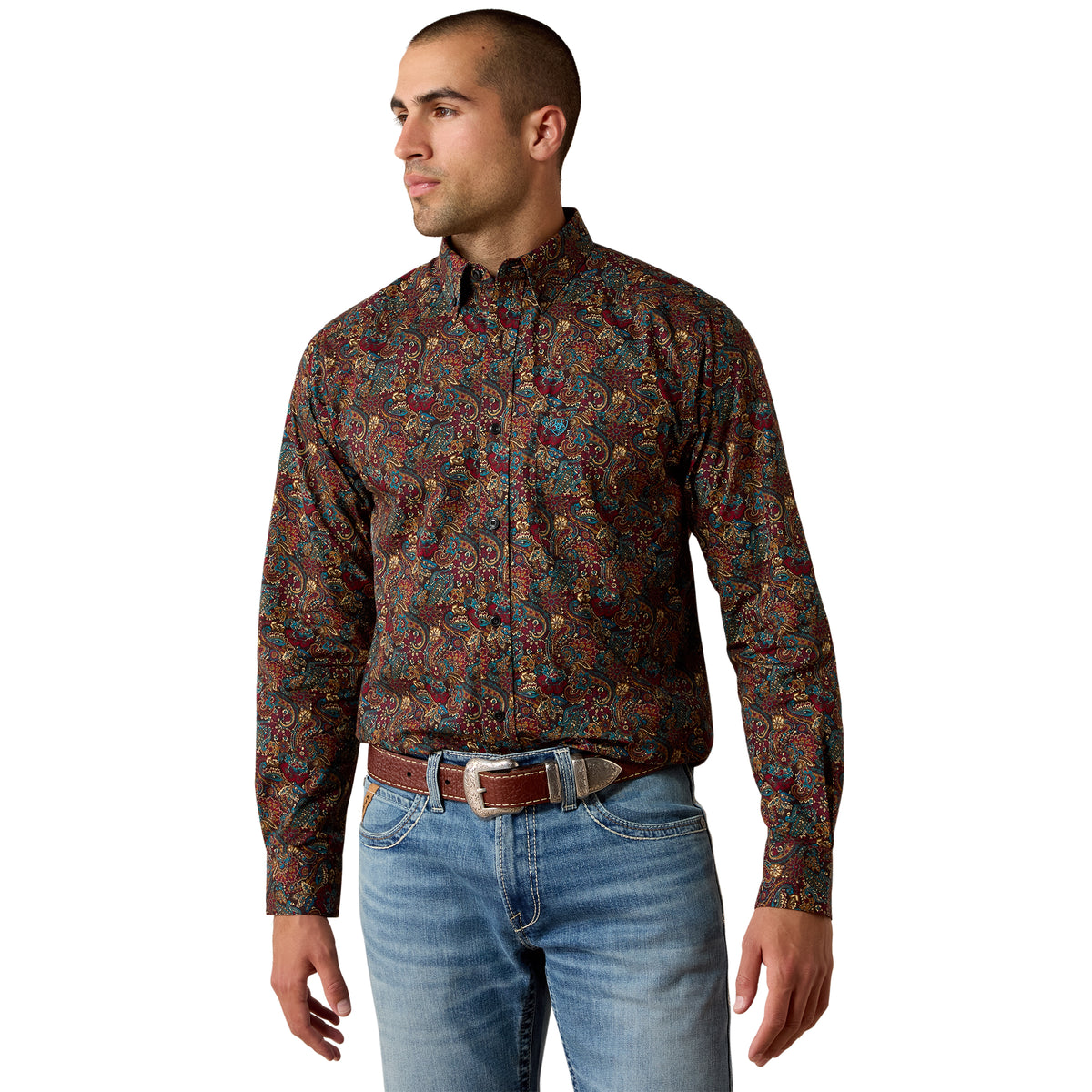 Ariat Men's Pablo Fitted Shirt - Chocolate Plum Multi Paisley Print