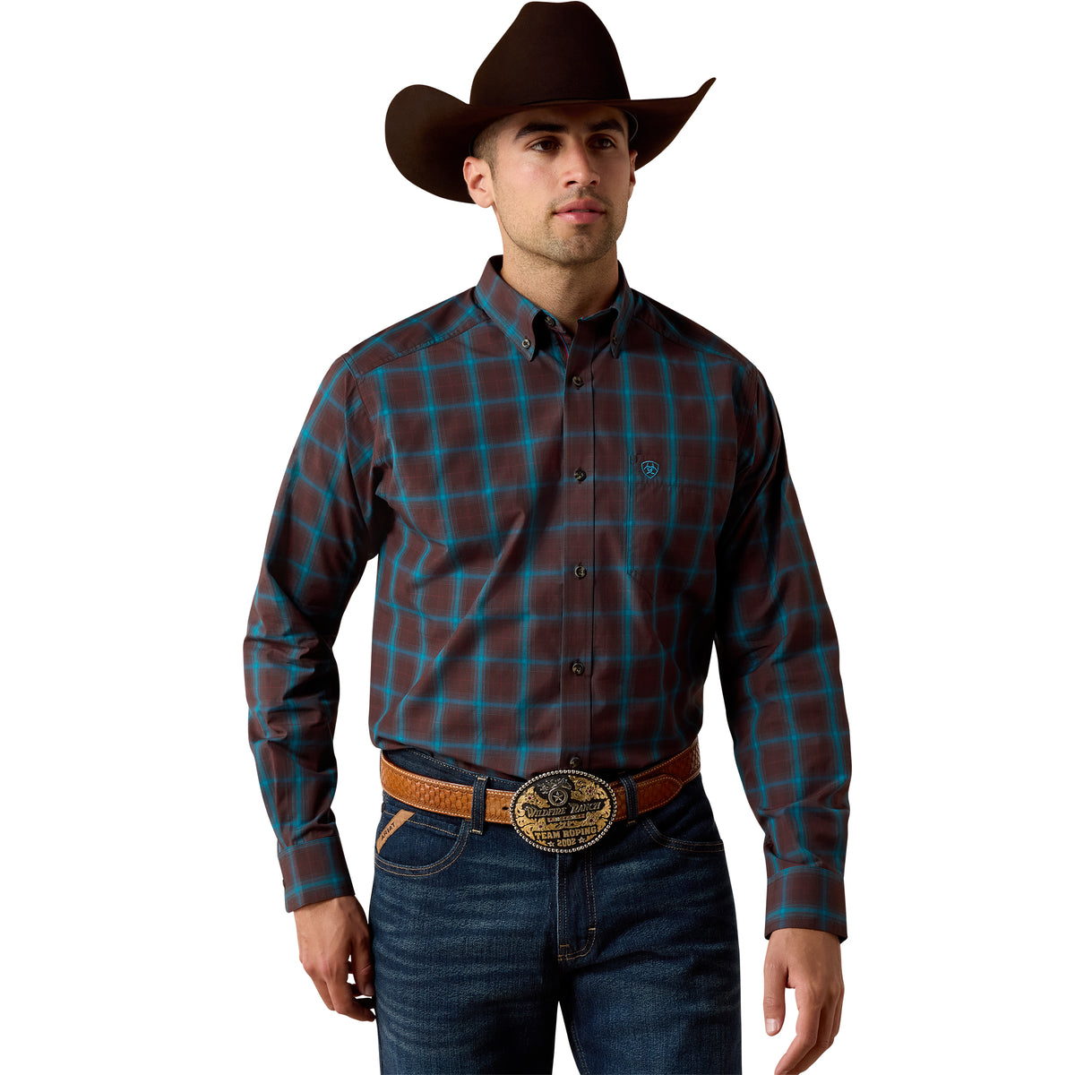 Ariat Men's Pro Series Duff Classic Fit Shirt - Chocolate Plum Medium Plaid