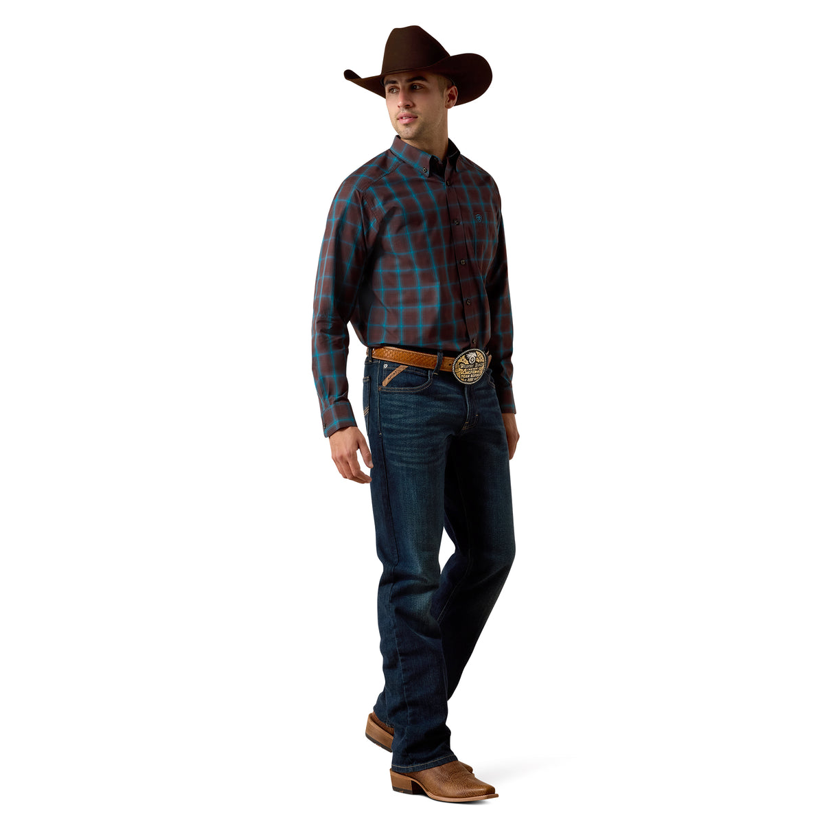 Ariat Men's Pro Series Duff Classic Fit Shirt - Chocolate Plum Medium Plaid