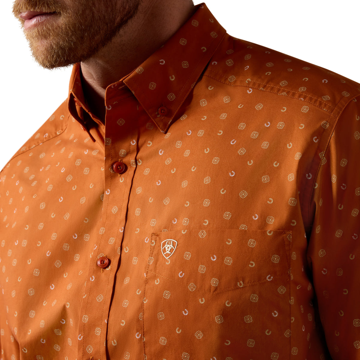 Ariat Men's Ludwig Classic Fit Shirt - Bombay Brown Tossed Western Print