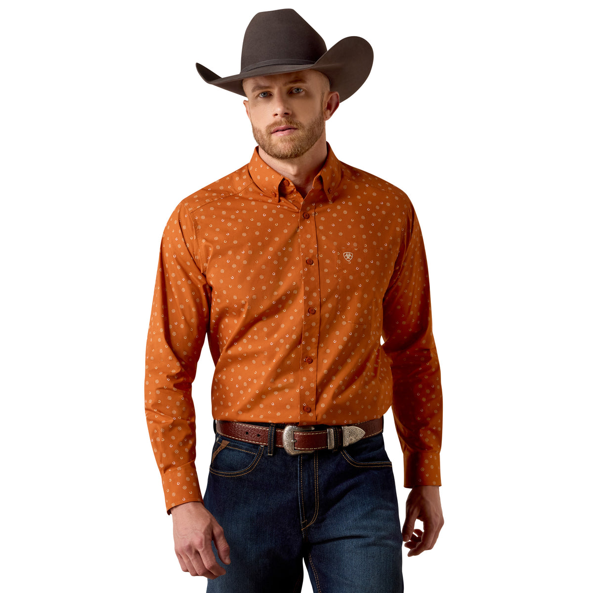 Ariat Men's Ludwig Classic Fit Shirt - Bombay Brown Tossed Western Print