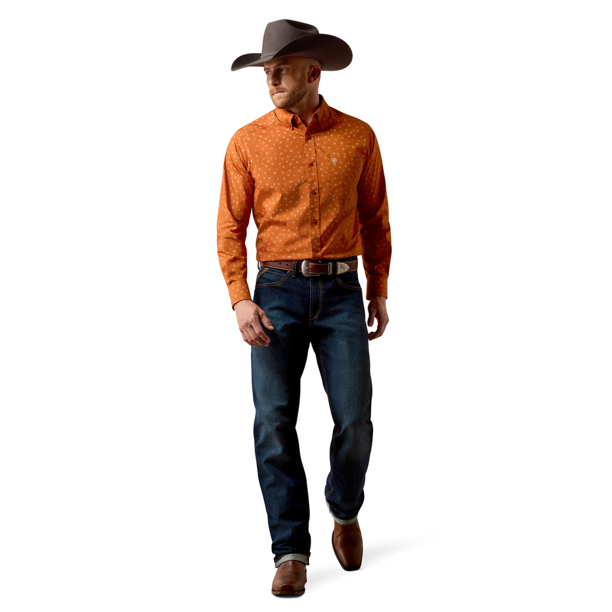 Ariat Men's Ludwig Classic Fit Shirt - Bombay Brown Tossed Western Print