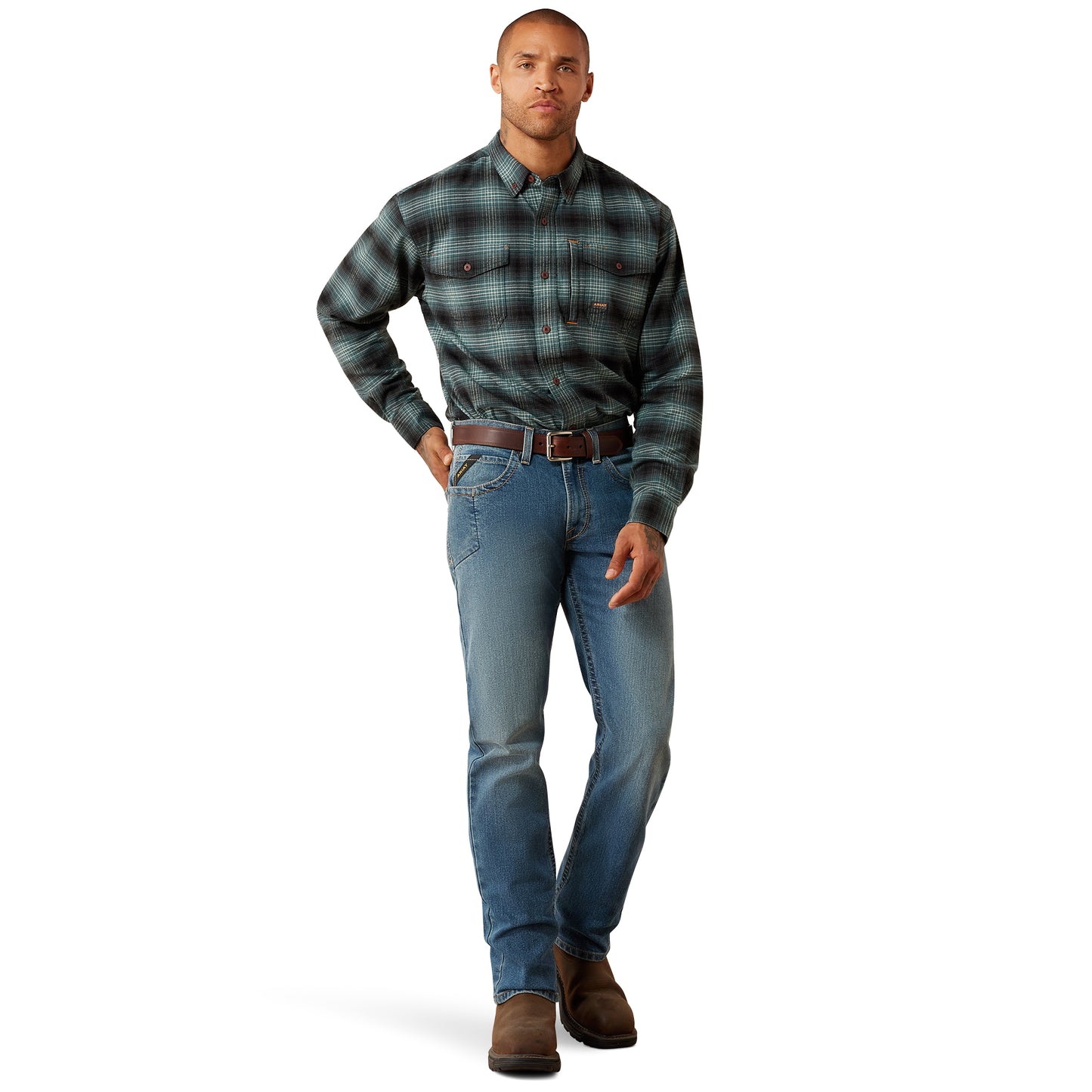 Ariat Men's Rebar Flannel DuraStretch Work Shirt - North Atlantic