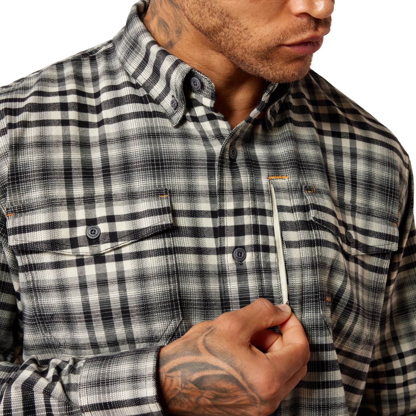 Ariat Men's Rebar Flannel DuraStretch Work Shirt - Pelican