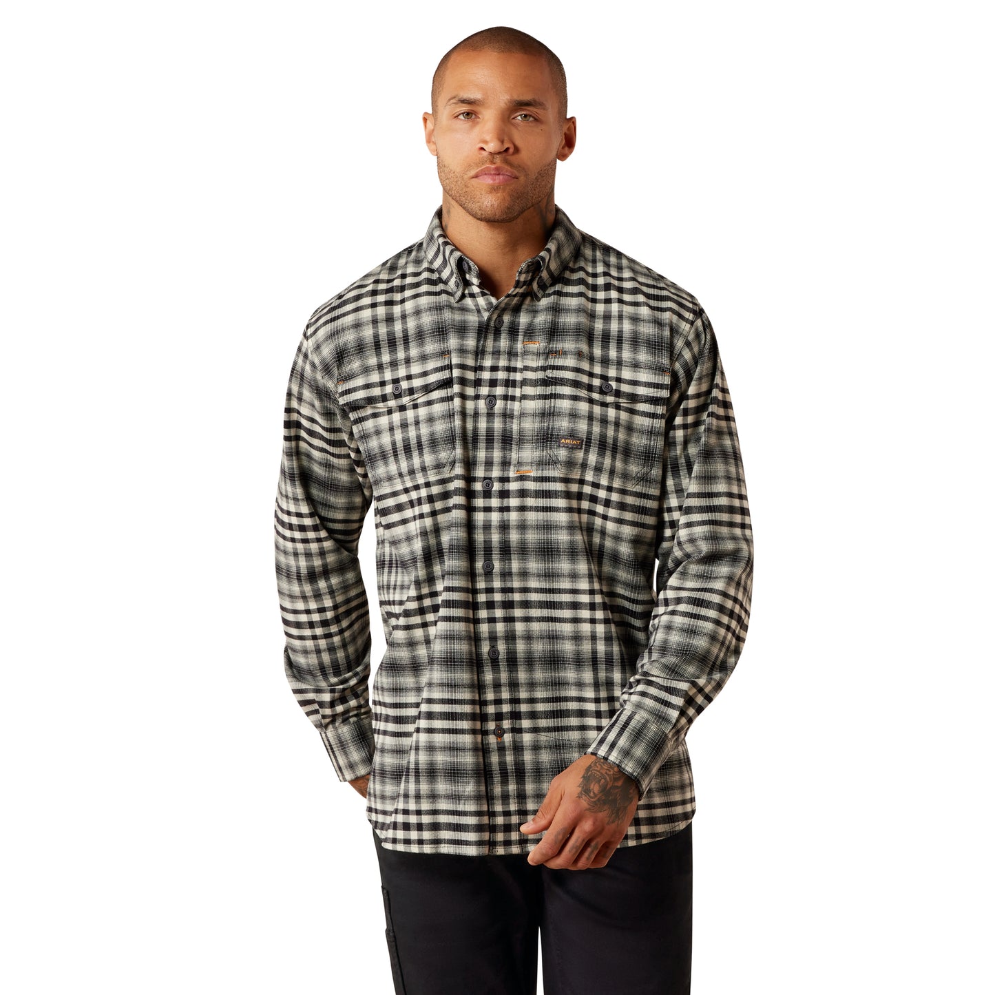 Ariat Men's Rebar Flannel DuraStretch Work Shirt - Pelican