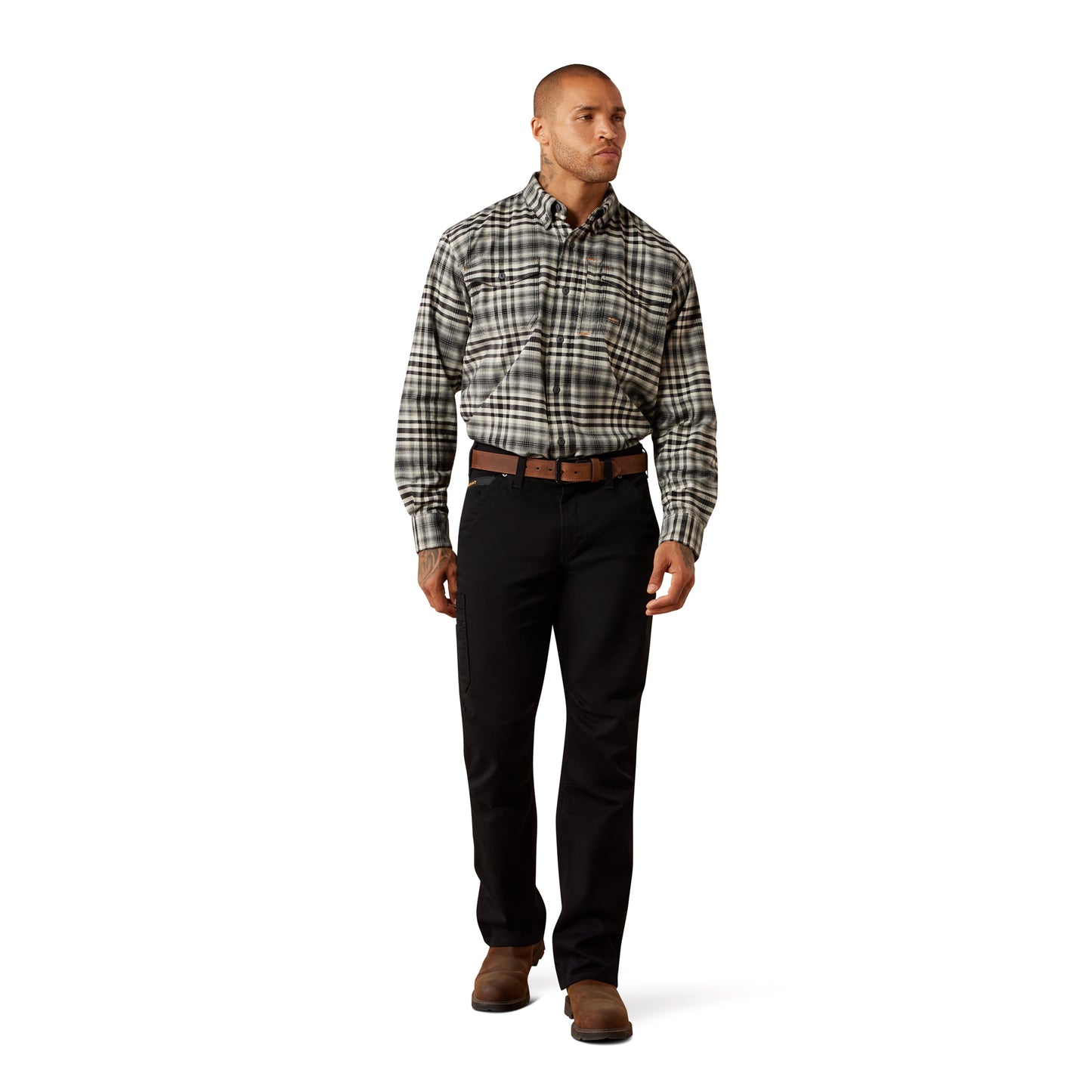 Ariat Men's Rebar Flannel DuraStretch Work Shirt - Pelican