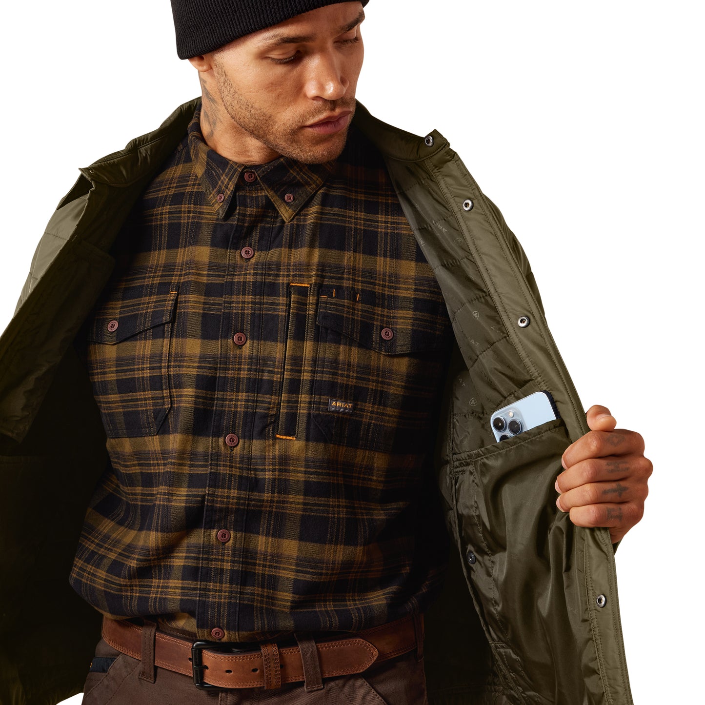 Ariat Men's Rebar CORDURA Ripstop Lightweight Insulated Shirt Jacket - Beetle