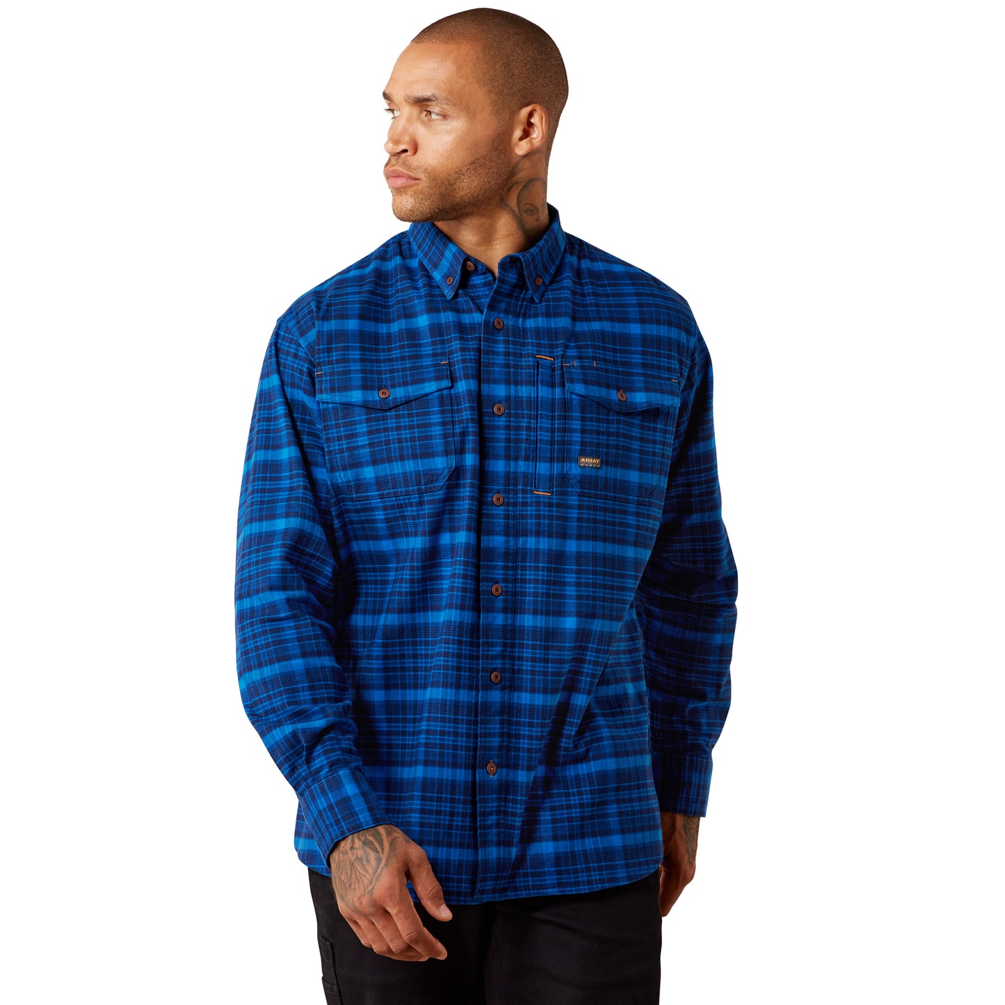 Ariat Men's Rebar Flannel DuraStretch Work Shirt - Nautical Blue