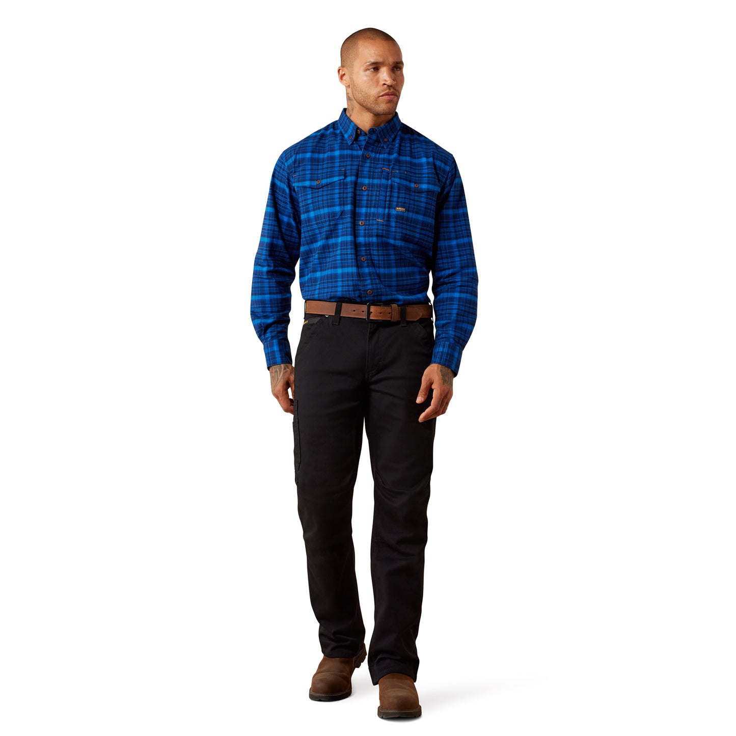 Ariat Men's Rebar Flannel DuraStretch Work Shirt - Nautical Blue