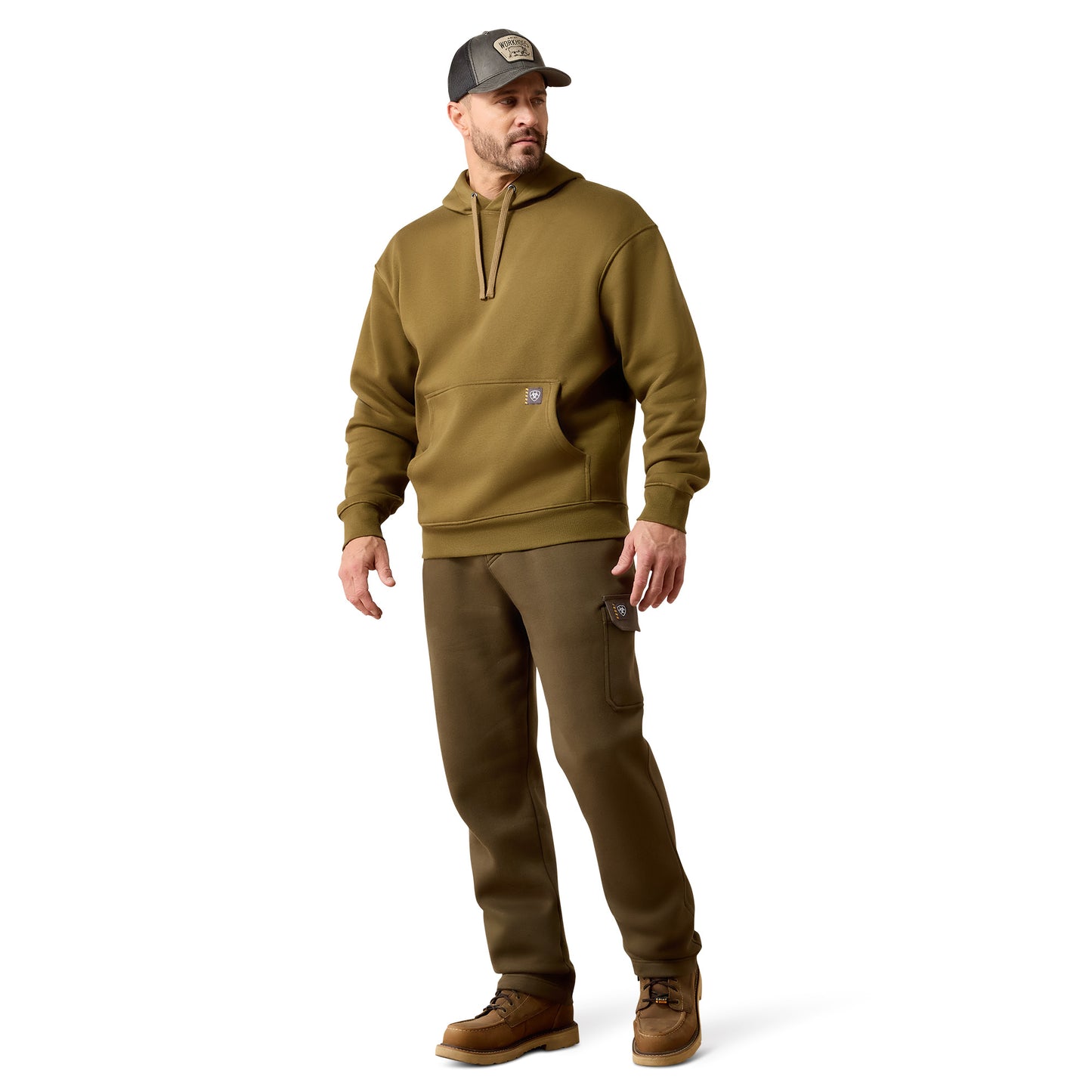 Ariat Men's Rebar Workman Bearded Skull Hoodie - Military Olive