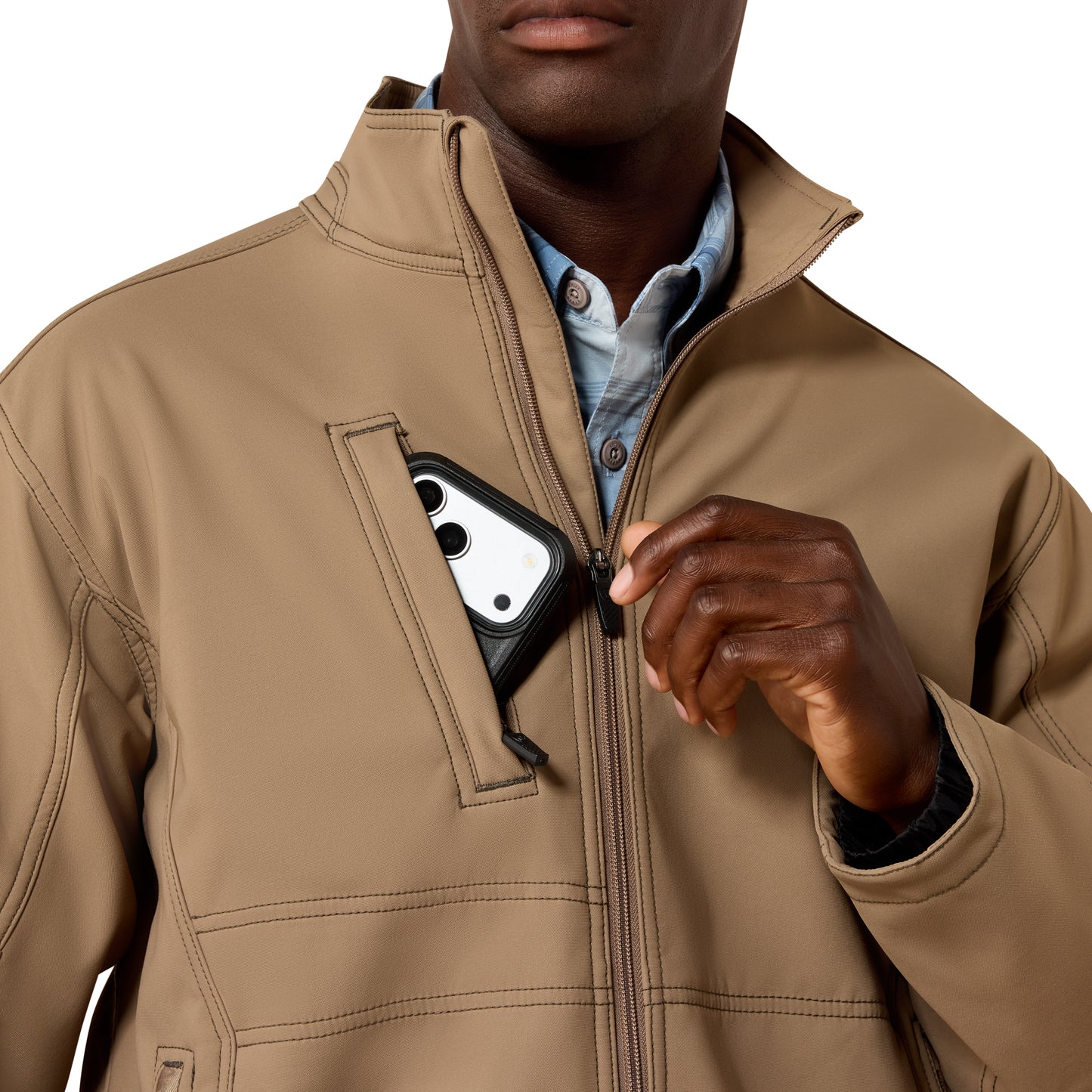 Ariat Men's Rebar Stretch Canvas Softshell Jacket - Caribou