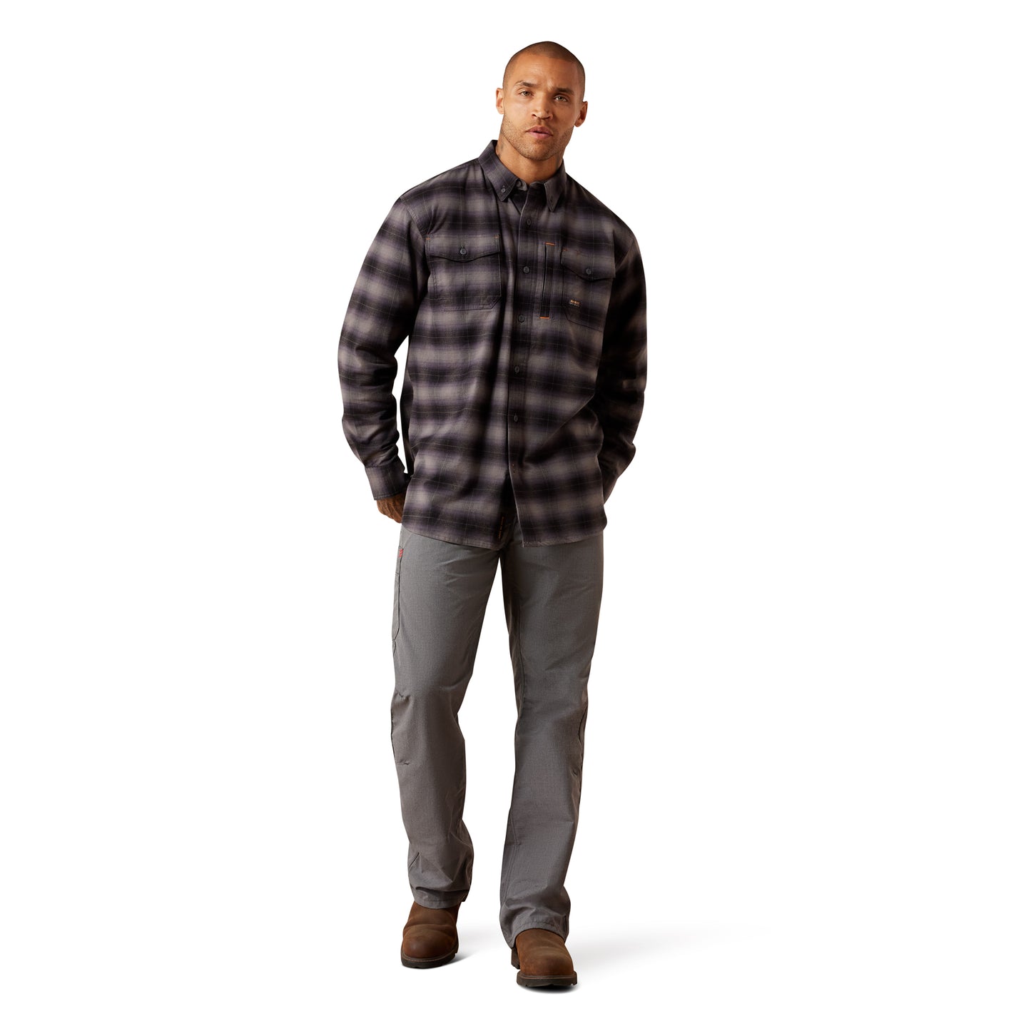 Ariat Men's Rebar Flannel DuraStretch Work Shirt - Black