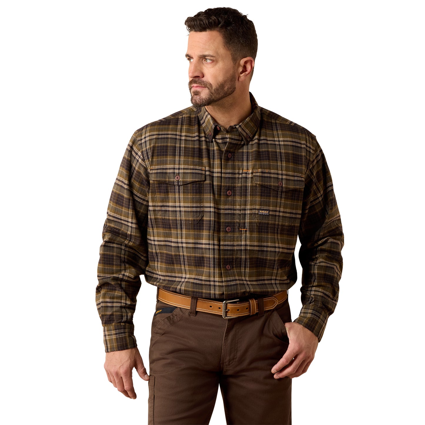 Ariat Men's Rebar Flannel DuraStretch Work Shirt - Earth