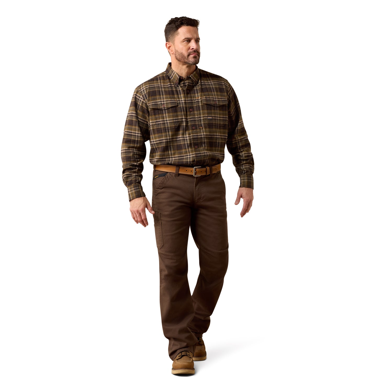 Ariat Men's Rebar Flannel DuraStretch Work Shirt - Earth