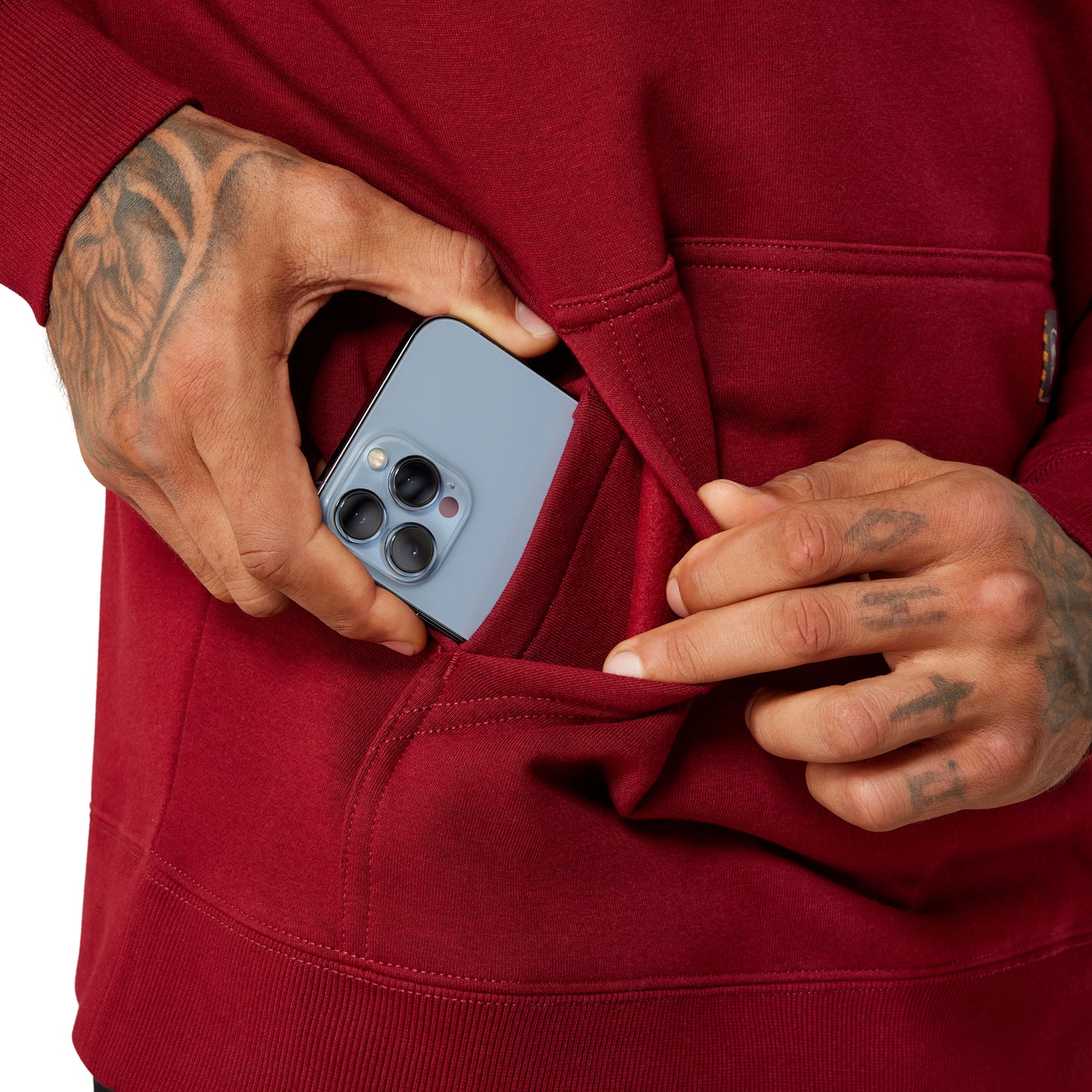 Ariat Men's Rebar Lightweight Logo Hoodie - Pomegranate/Licorice