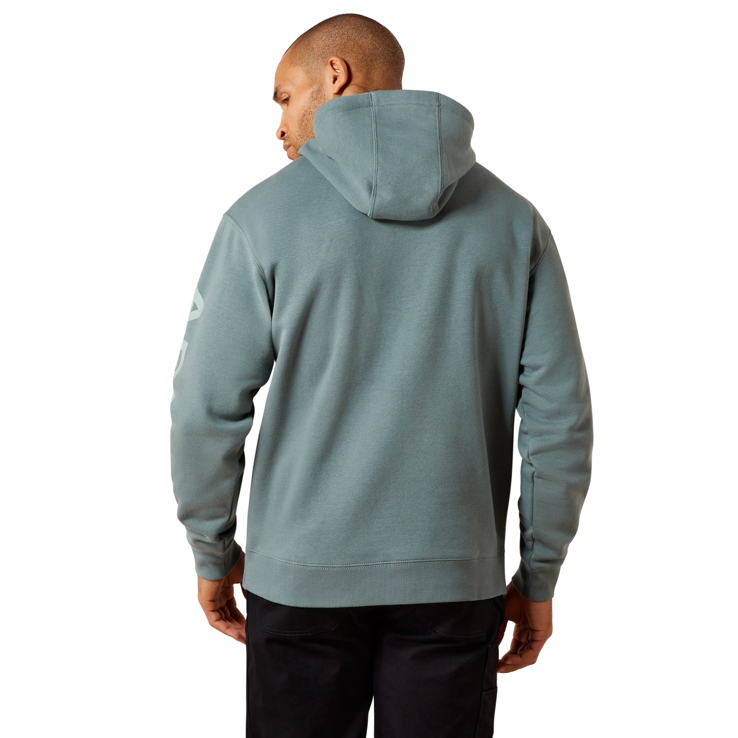 Ariat Men's Rebar Lightweight Logo Hoodie - North Atlantic/Green Milieu