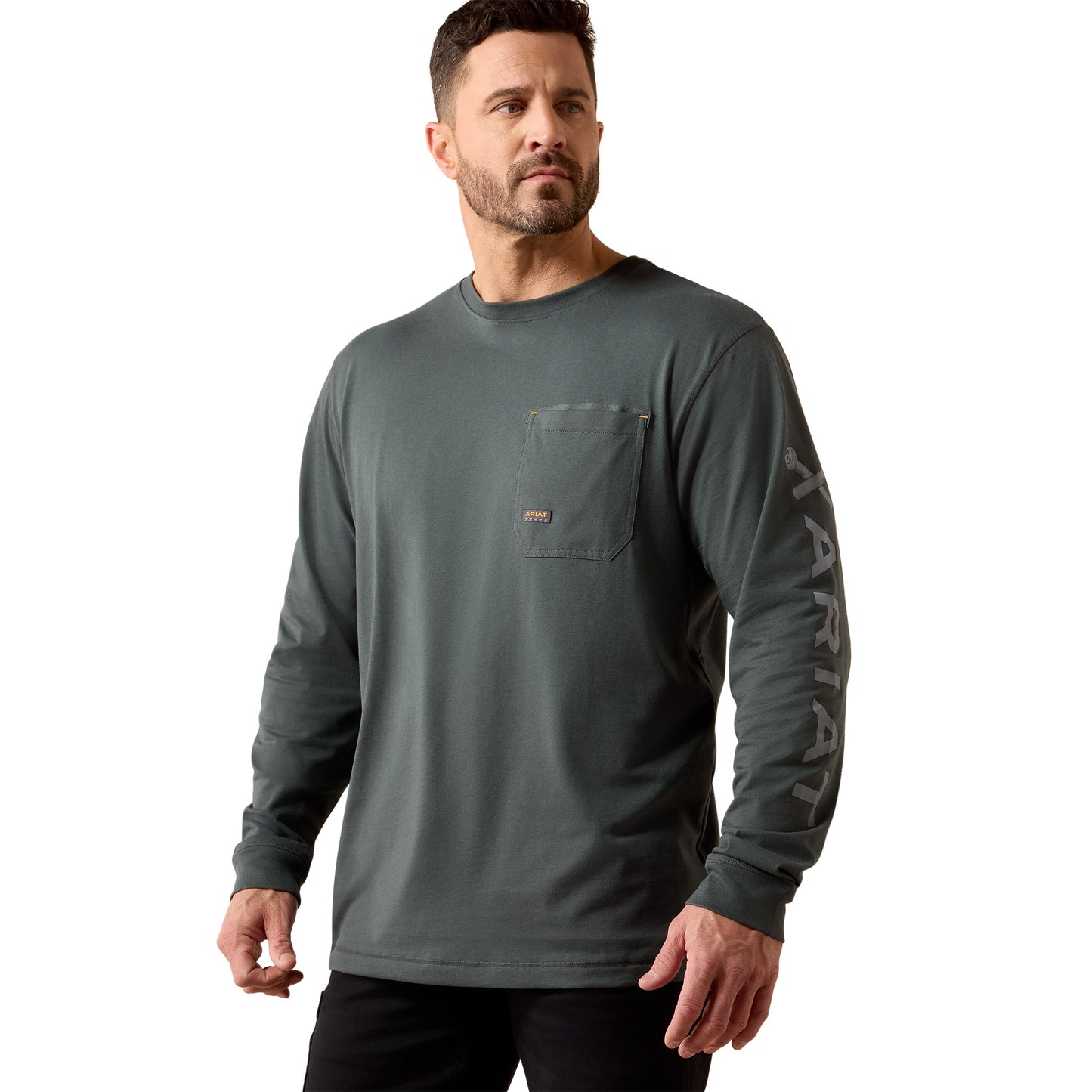 Ariat Men's Rebar Workman Bolt Skull T-Shirt - Steel Green