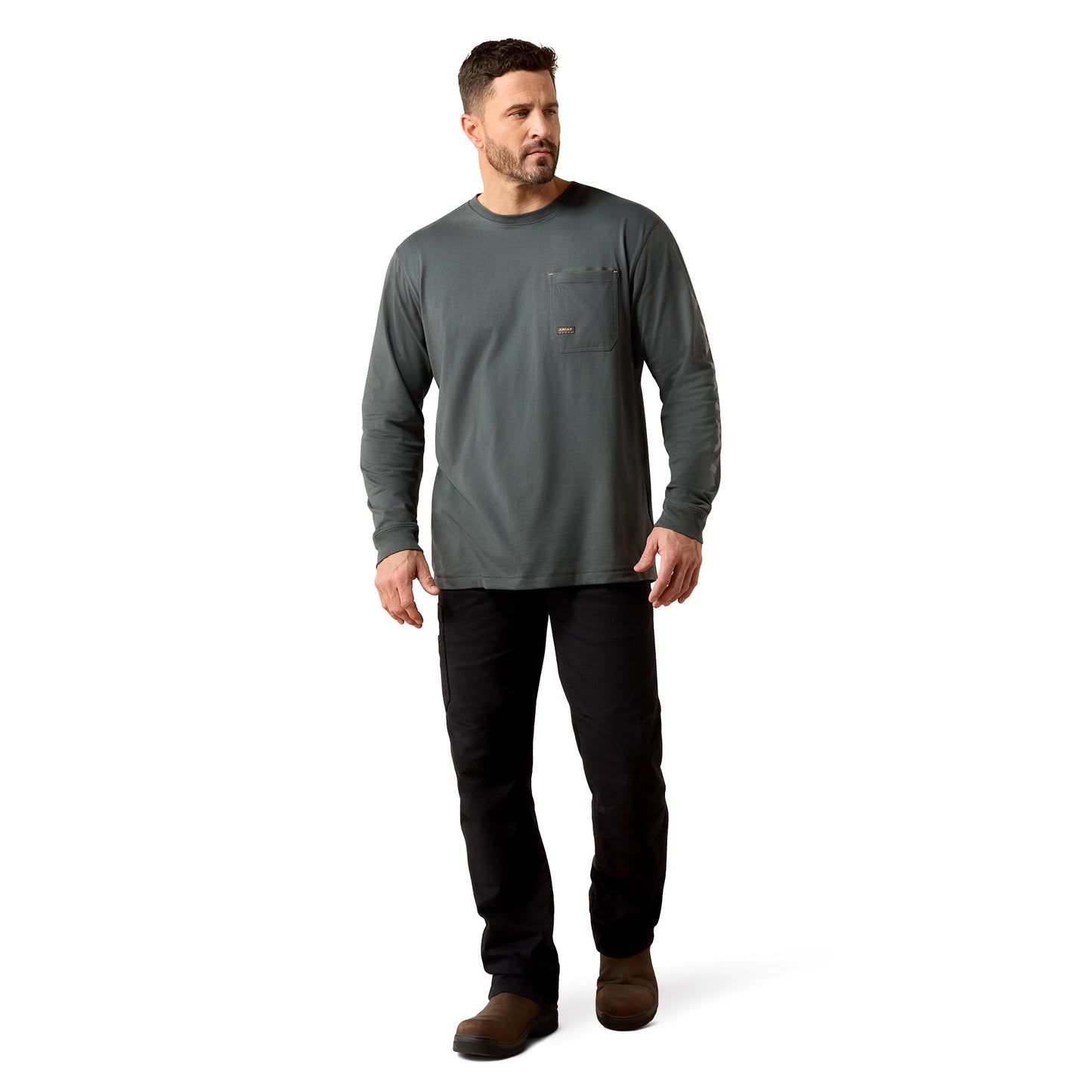 Ariat Men's Rebar Workman Bolt Skull T-Shirt - Steel Green