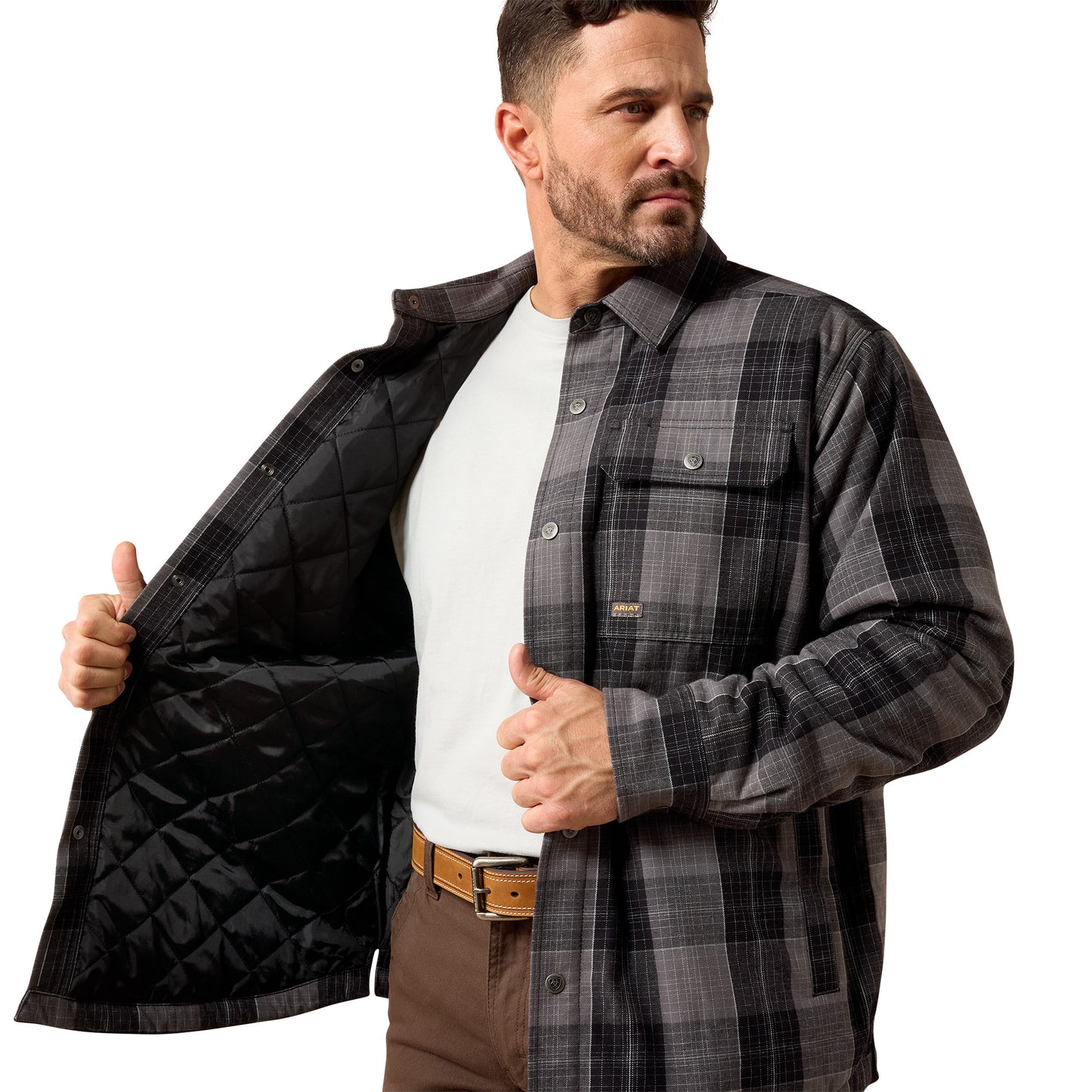 Ariat Men's Rebar Flannel Insulated Shirt Jacket - Black