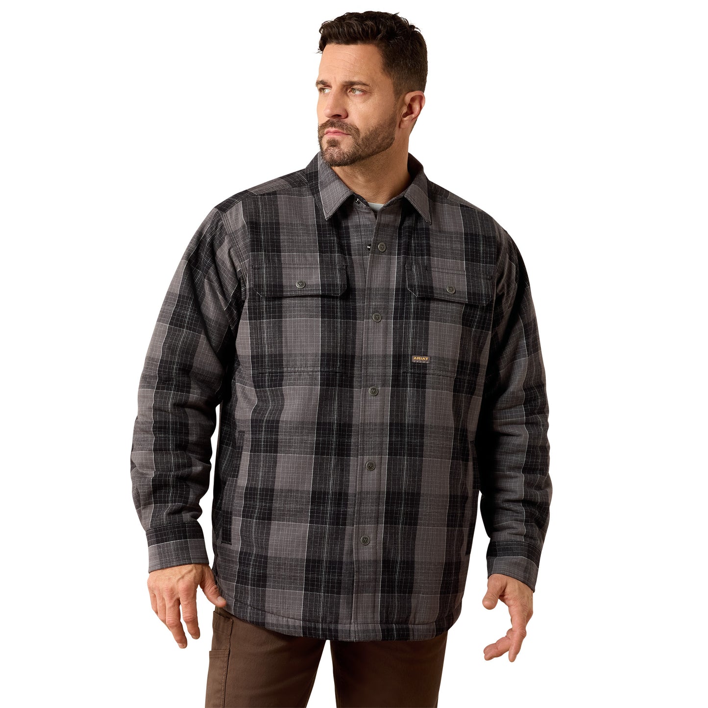 Ariat Men's Rebar Flannel Insulated Shirt Jacket - Black
