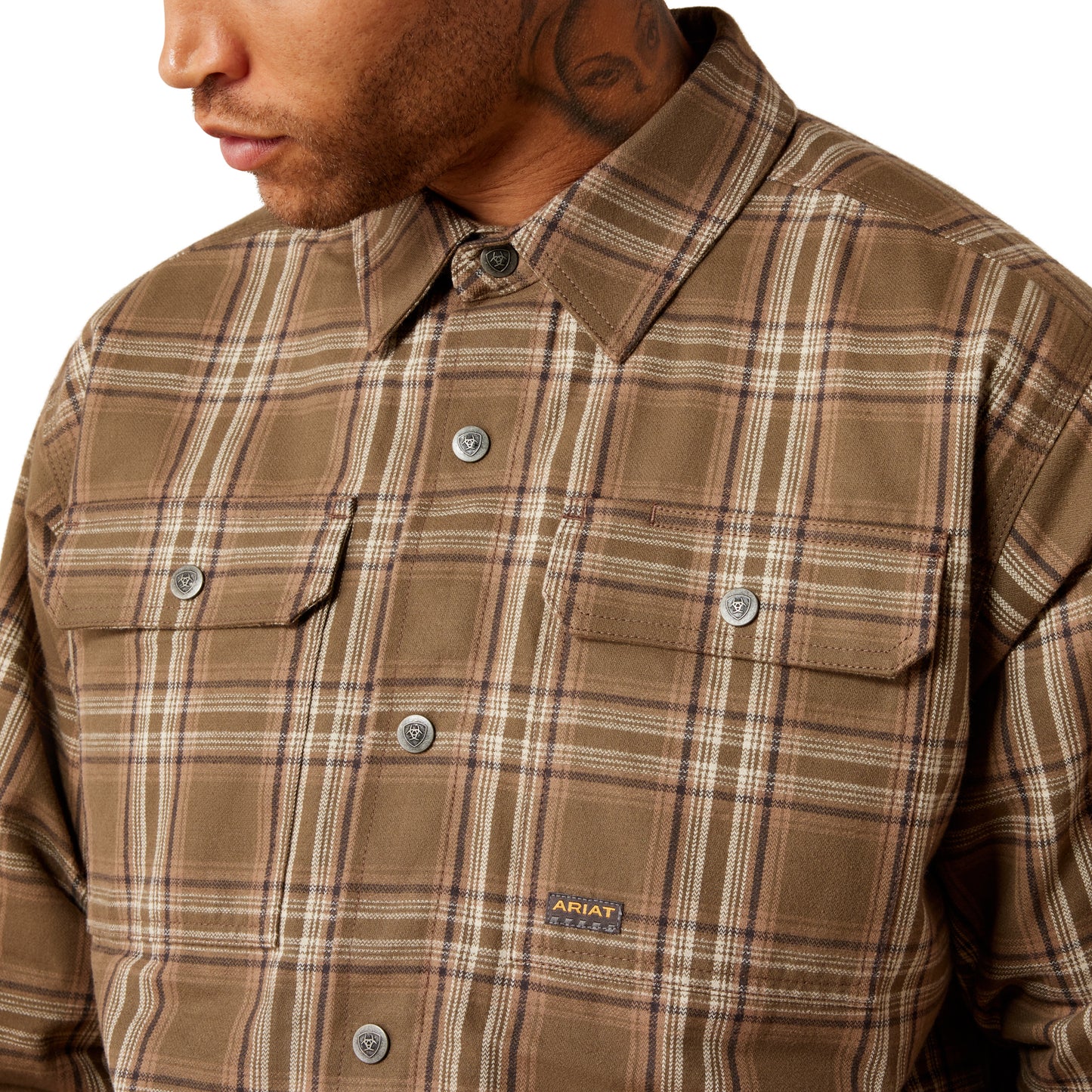 Ariat Men's Rebar Flannel Insulated Shirt Jacket - Canteen