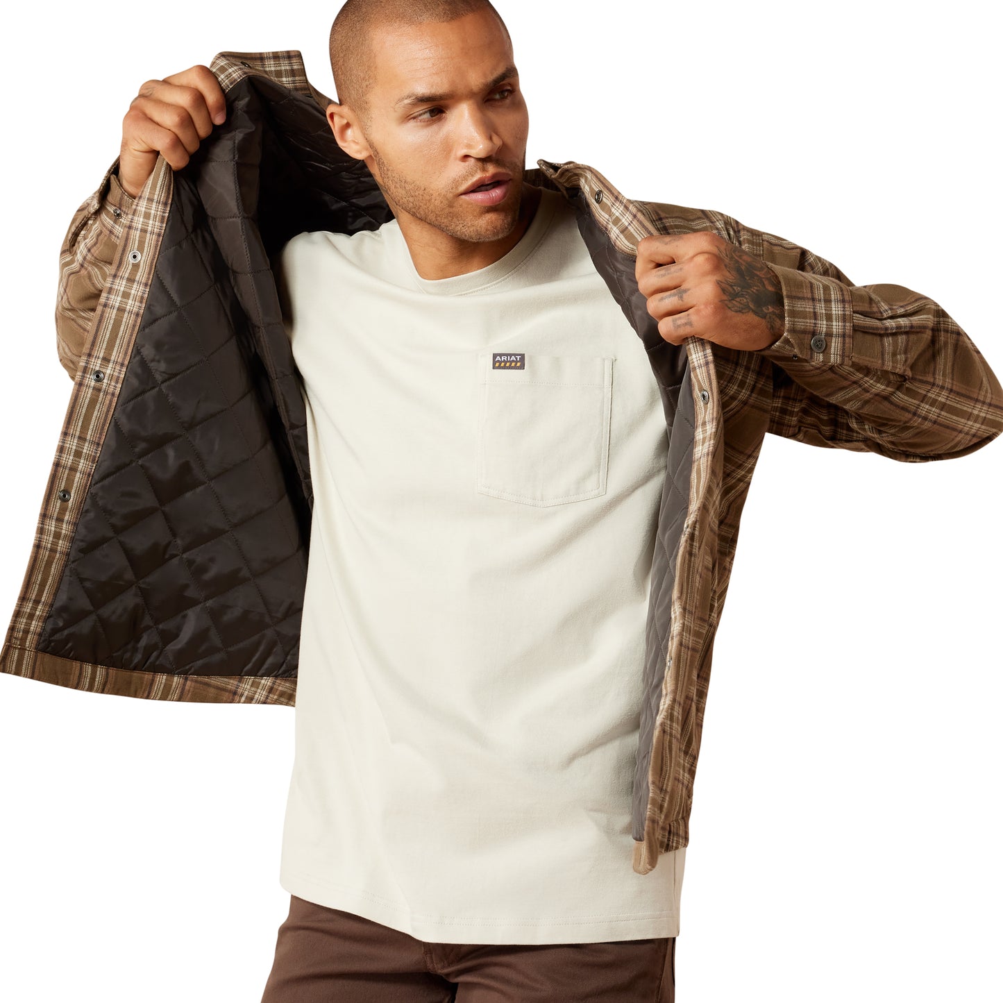 Ariat Men's Rebar Flannel Insulated Shirt Jacket - Canteen
