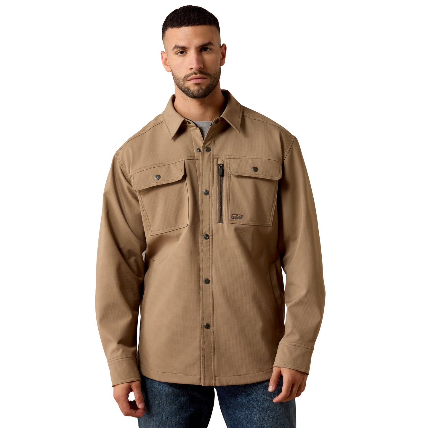 Ariat Men's Rebar DuraStretch Utility Softshell Shirt Jacket - Caribou