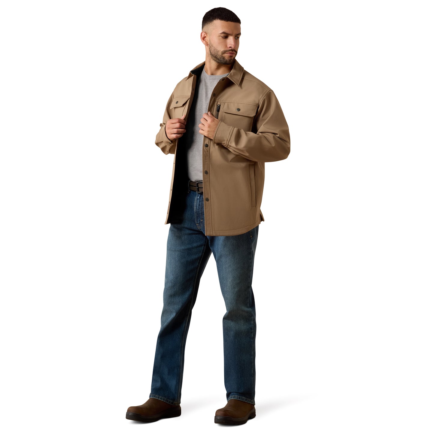 Ariat Men's Rebar DuraStretch Utility Softshell Shirt Jacket - Caribou