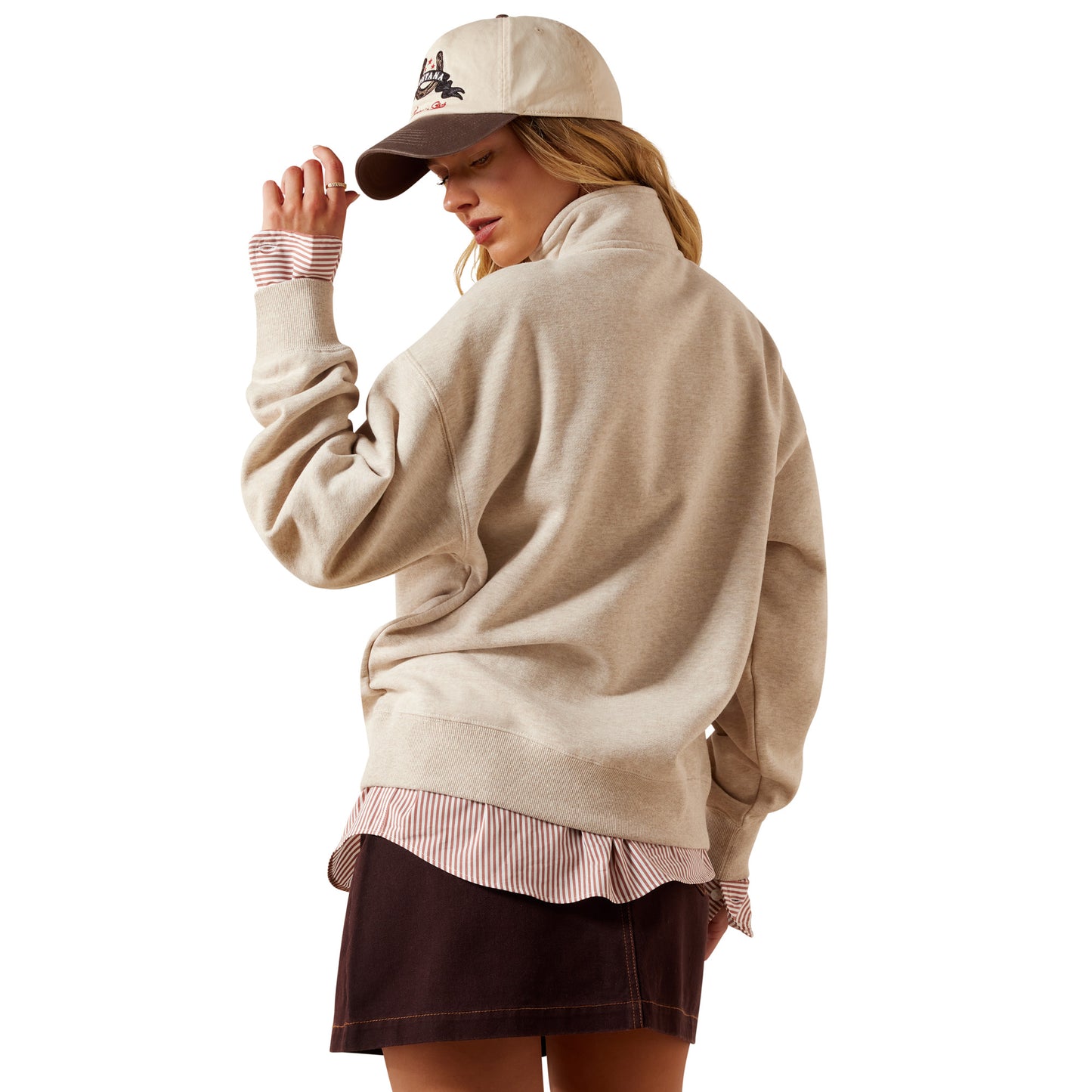 Ariat Women's Running Wild 1/2 Zip Sweatshirt - Oatmeal Heather