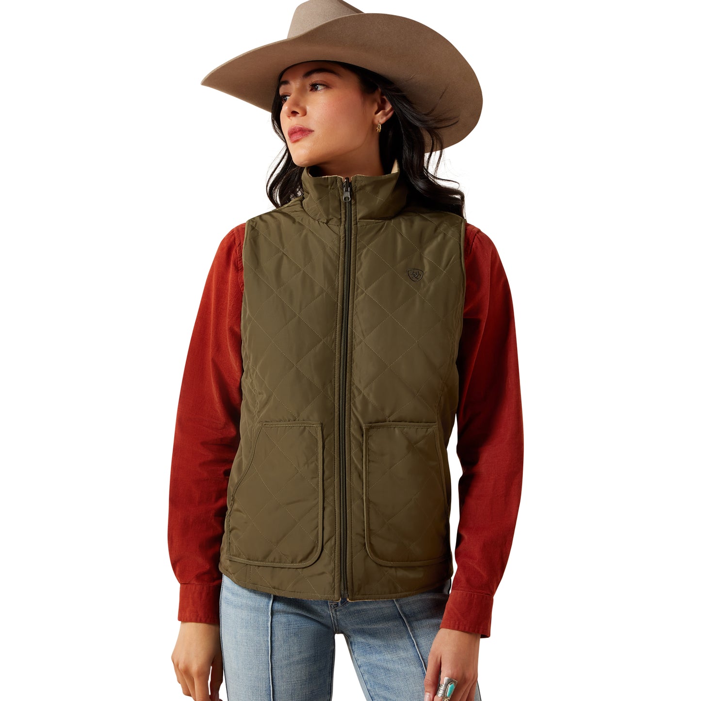 Ariat Women's Dilon 2.0 Reversible Insulated Vest - Ivy Green/Wild Horses Print