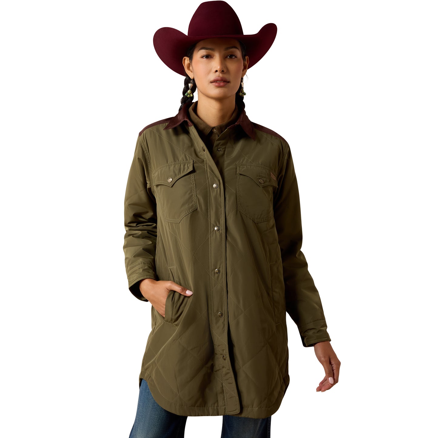 Ariat Women's Dilon Parka Jacket - Ivy Green/Chicory Coffee
