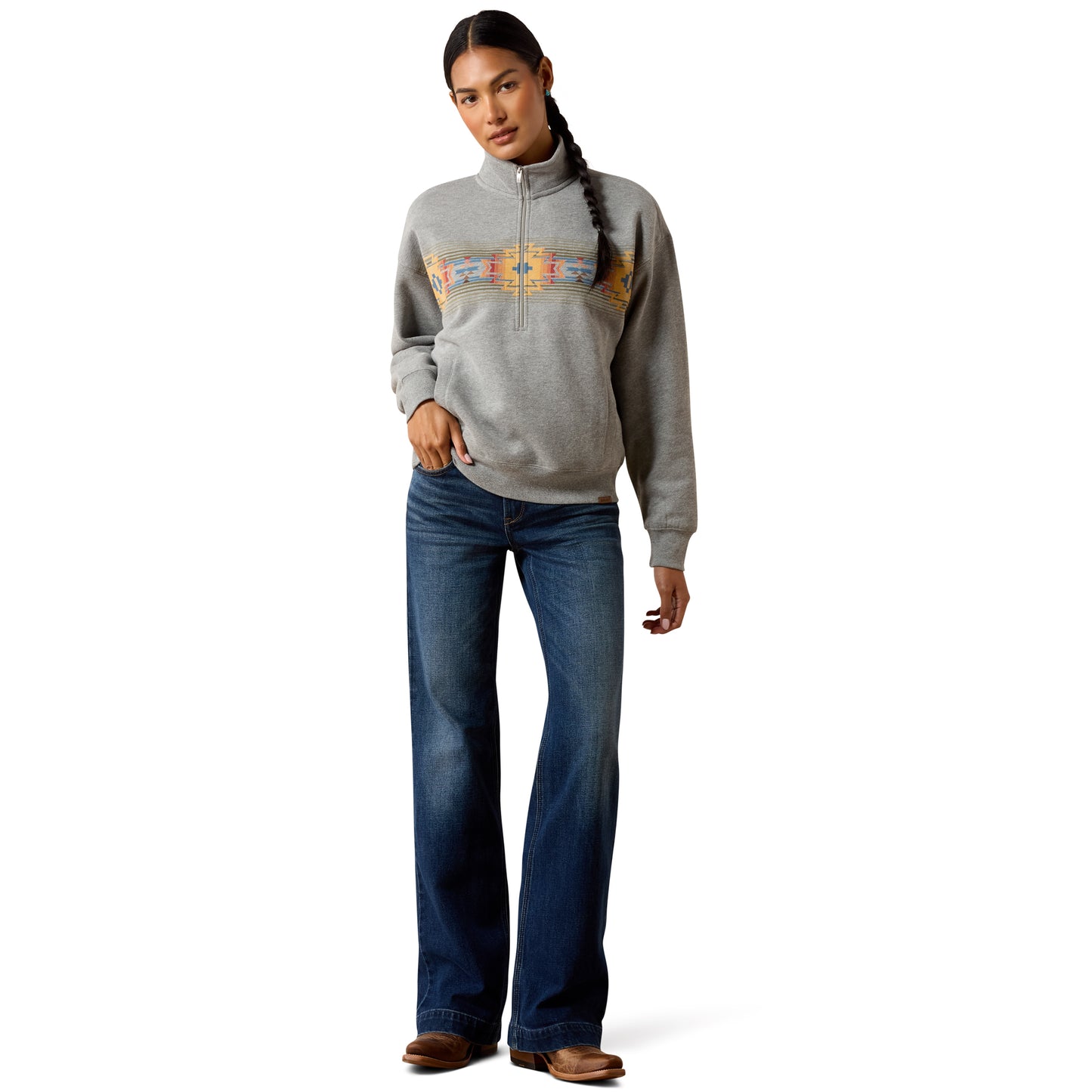 Ariat Women's Selena 1/2 Zip Sweatshirt - Heather Grey