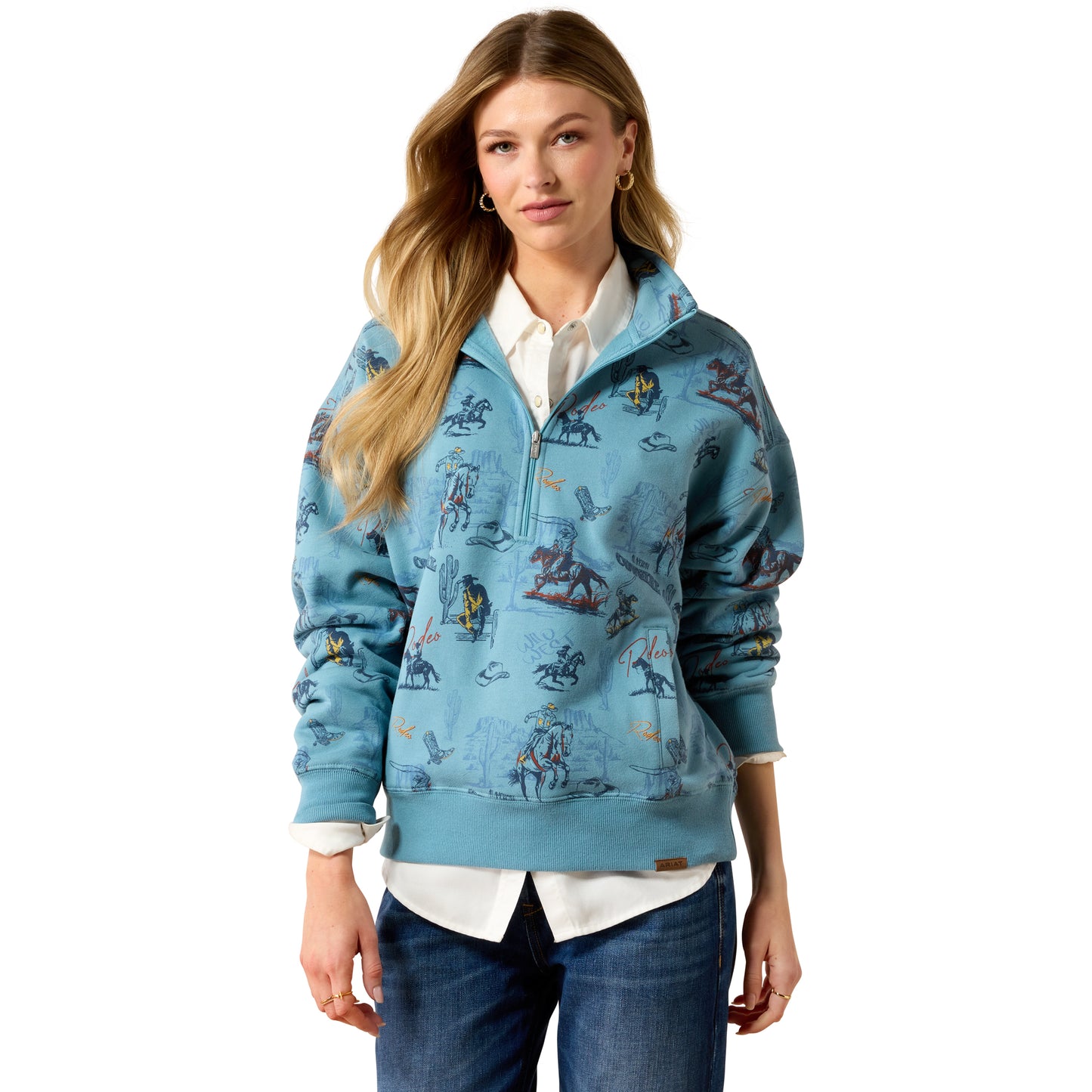 Ariat Women's Painted 1/2 Zip Sweatshirt - Retro Rodeo