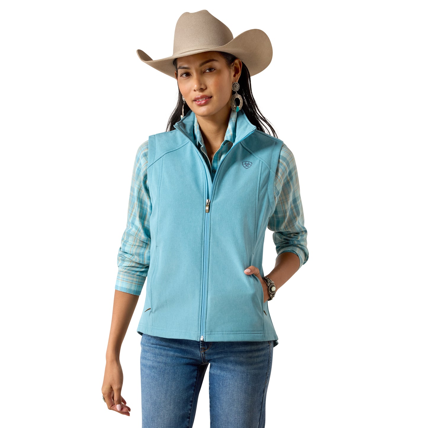 Ariat Women's Logo Softshell Vest - Adriatic Blue Heather