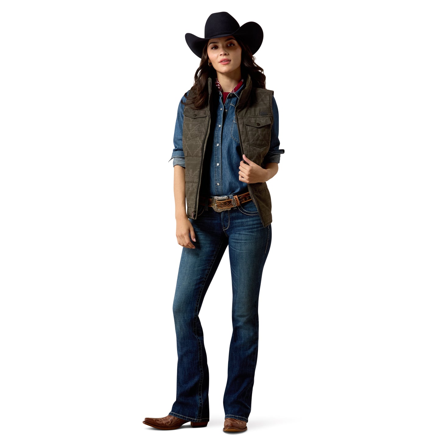 Ariat Women's Grizzly Quilted Vest - Beluga Rockwell Print