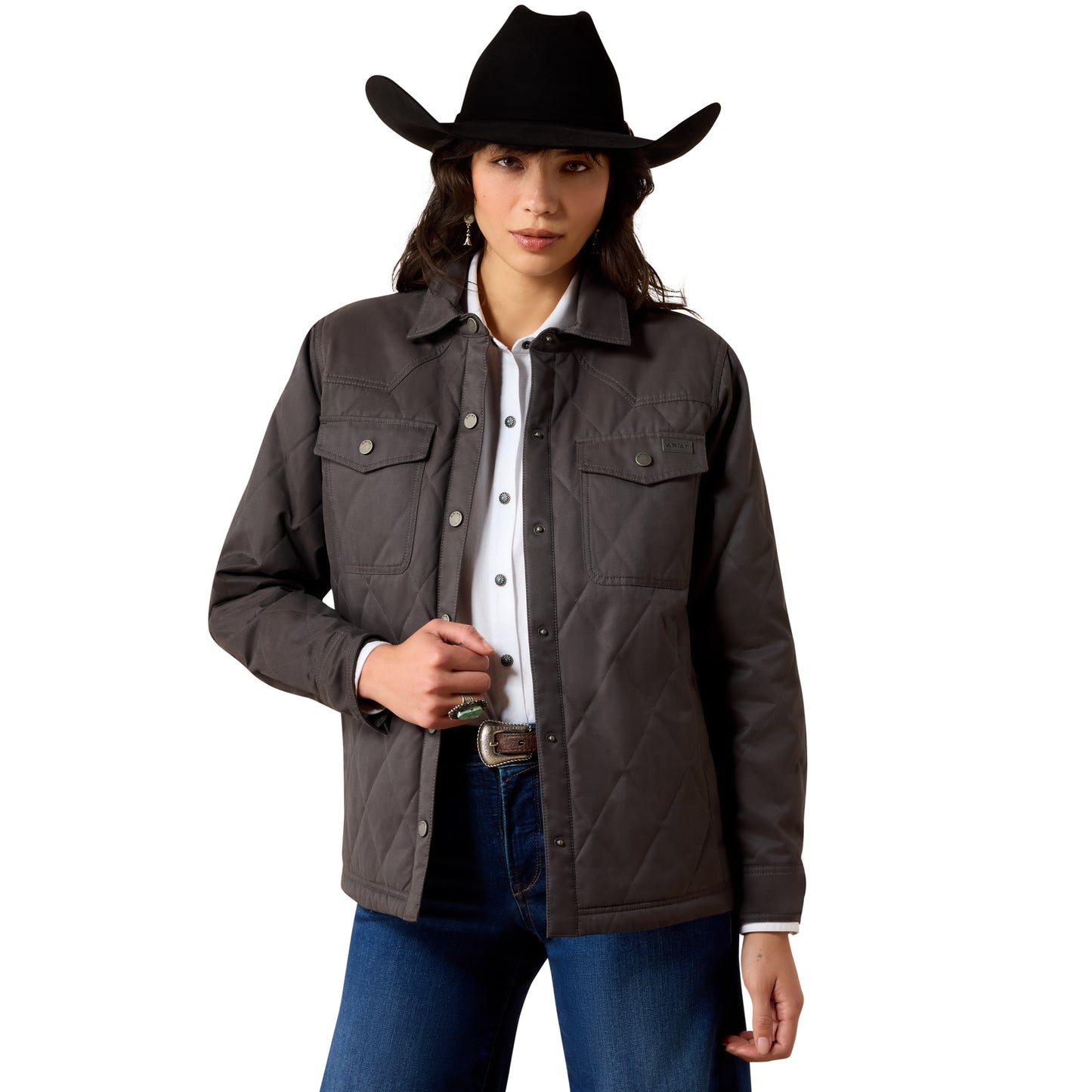 Ariat Women's Grizzly Quilted Barn Jacket - Carbon Copy