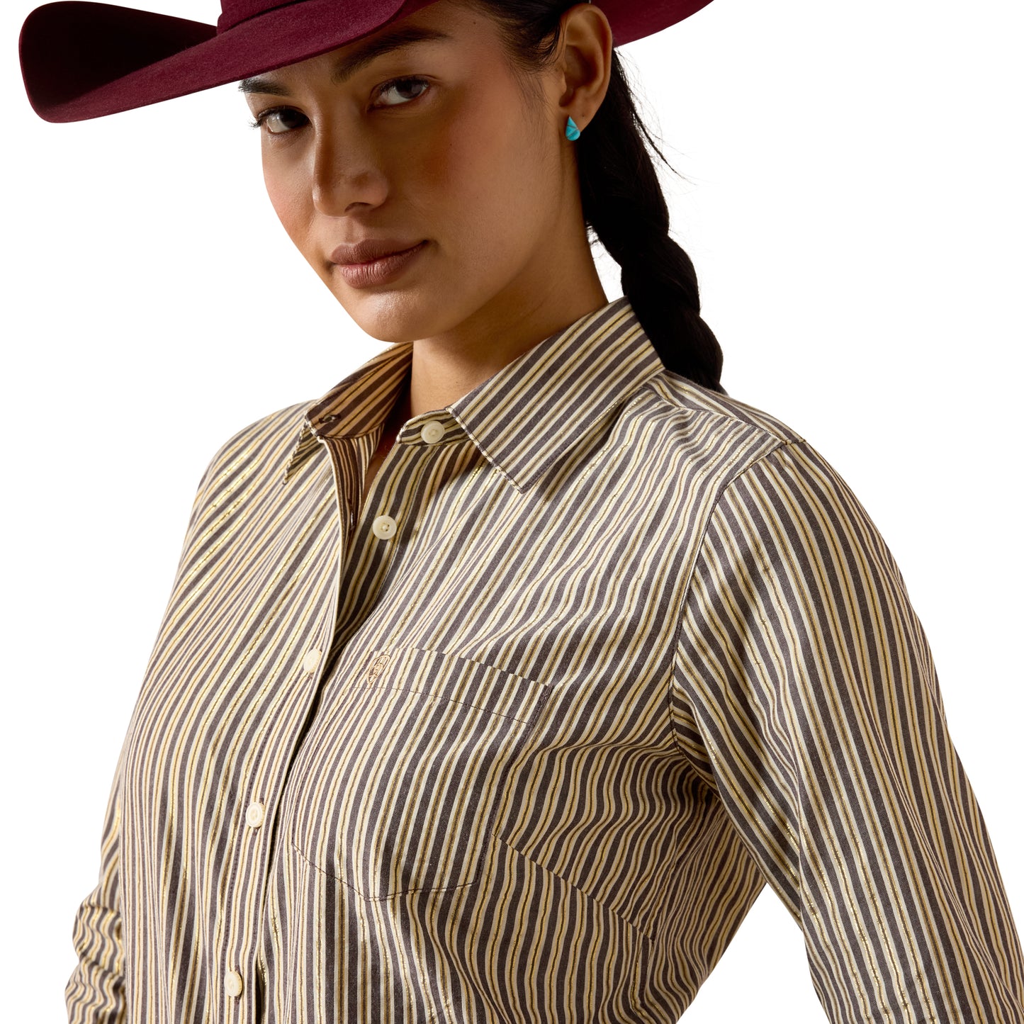 Ariat Women's Kirby Stretch Shirt - Chocolate Plum Stripe